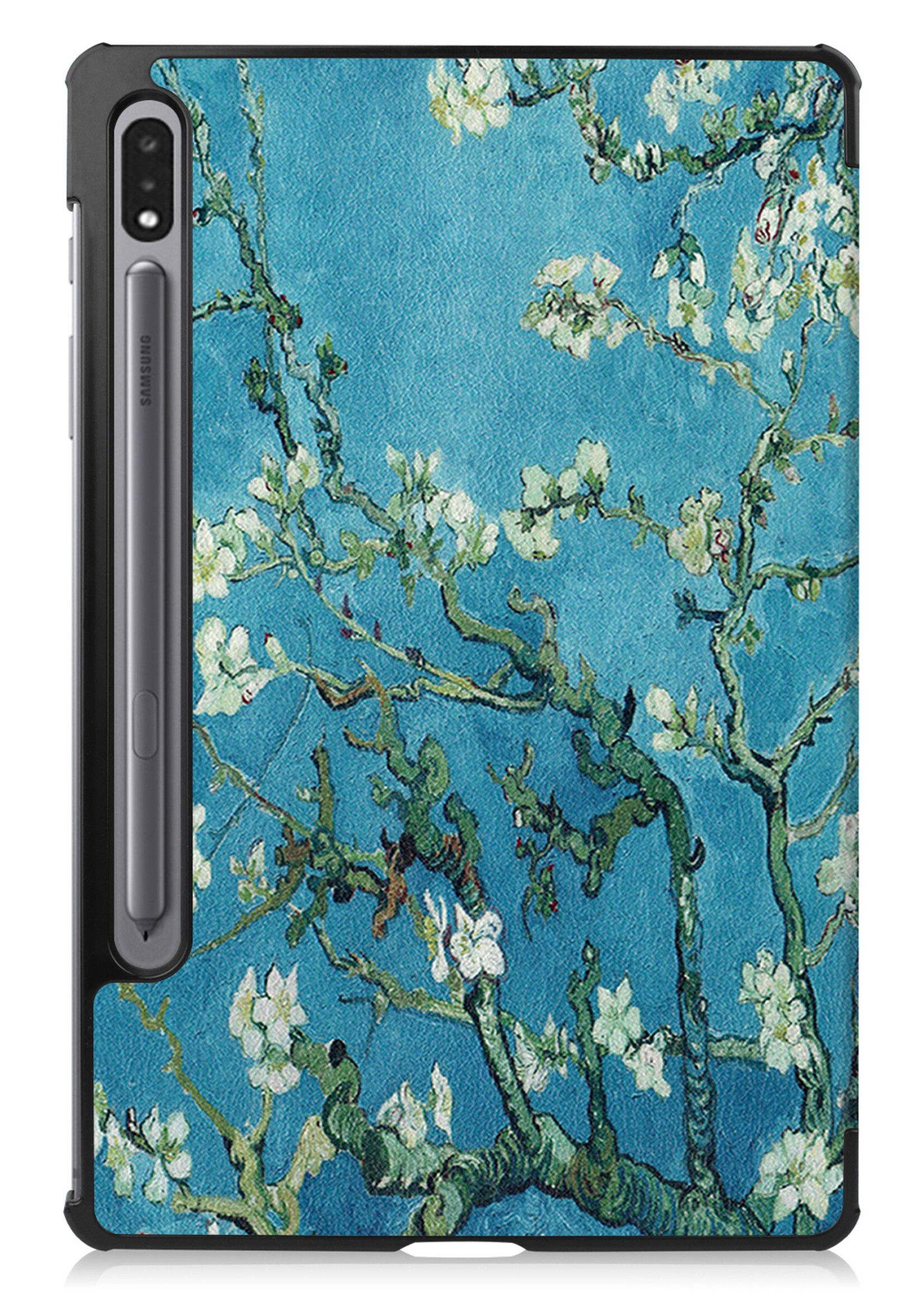Hoes Geschikt voor Samsung Galaxy Tab S8 Hoes Luxe Hoesje Book Case Met Screenprotector - Hoesje Geschikt voor Samsung Tab S8 Hoes Cover - Bloesem
