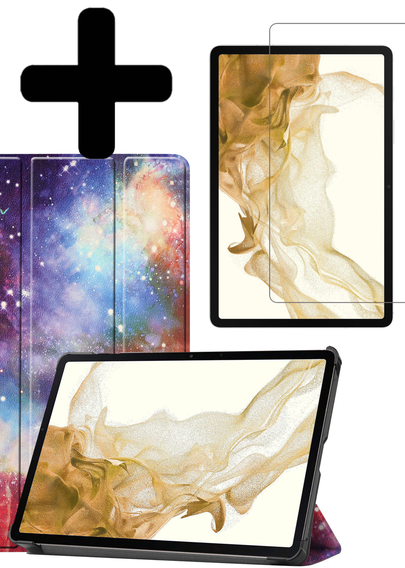 LUQ Hoes Geschikt voor Samsung Galaxy Tab S8 Hoes Luxe Hoesje Book Case Met Screenprotector - Hoesje Geschikt voor Samsung Tab S8 Hoes Cover - Galaxy