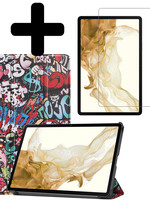 LUQ LUQ Samsung Galaxy Tab S8 Hoes Met Screenprotector - Graffity