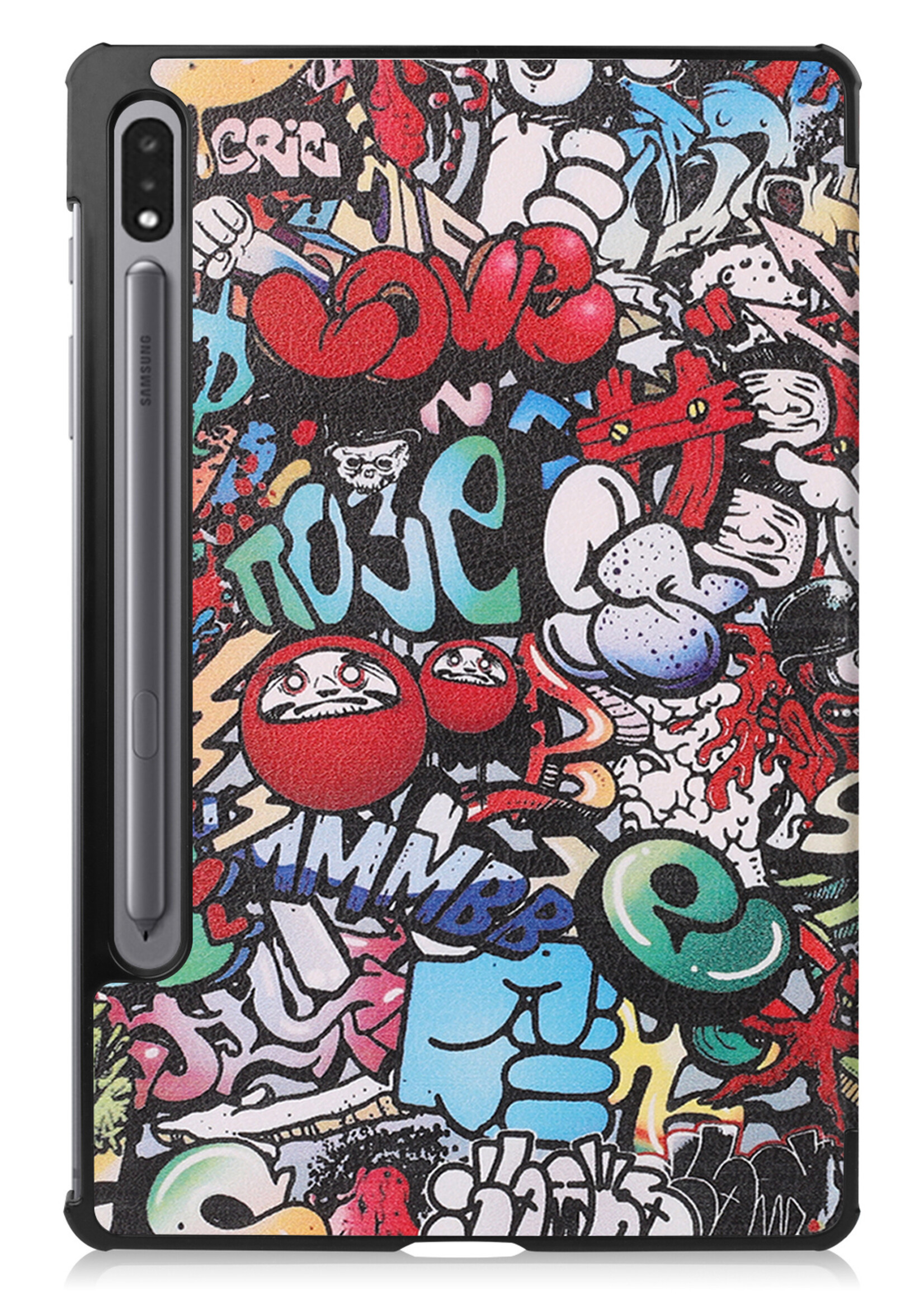 LUQ Hoes Geschikt voor Samsung Galaxy Tab S8 Hoes Luxe Hoesje Book Case Met Screenprotector - Hoesje Geschikt voor Samsung Tab S8 Hoes Cover - Graffity