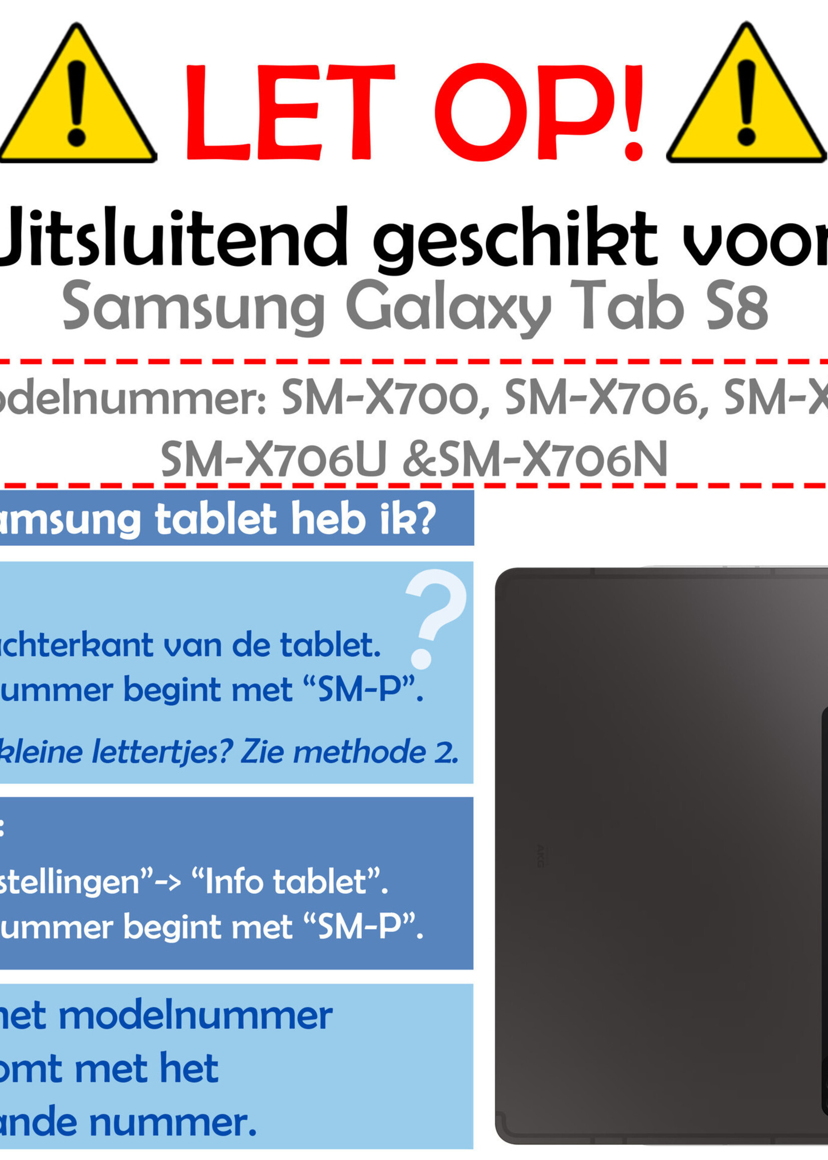 LUQ Hoes Geschikt voor Samsung Galaxy Tab S8 Hoes Luxe Hoesje Book Case Met Screenprotector - Hoesje Geschikt voor Samsung Tab S8 Hoes Cover - Grijs