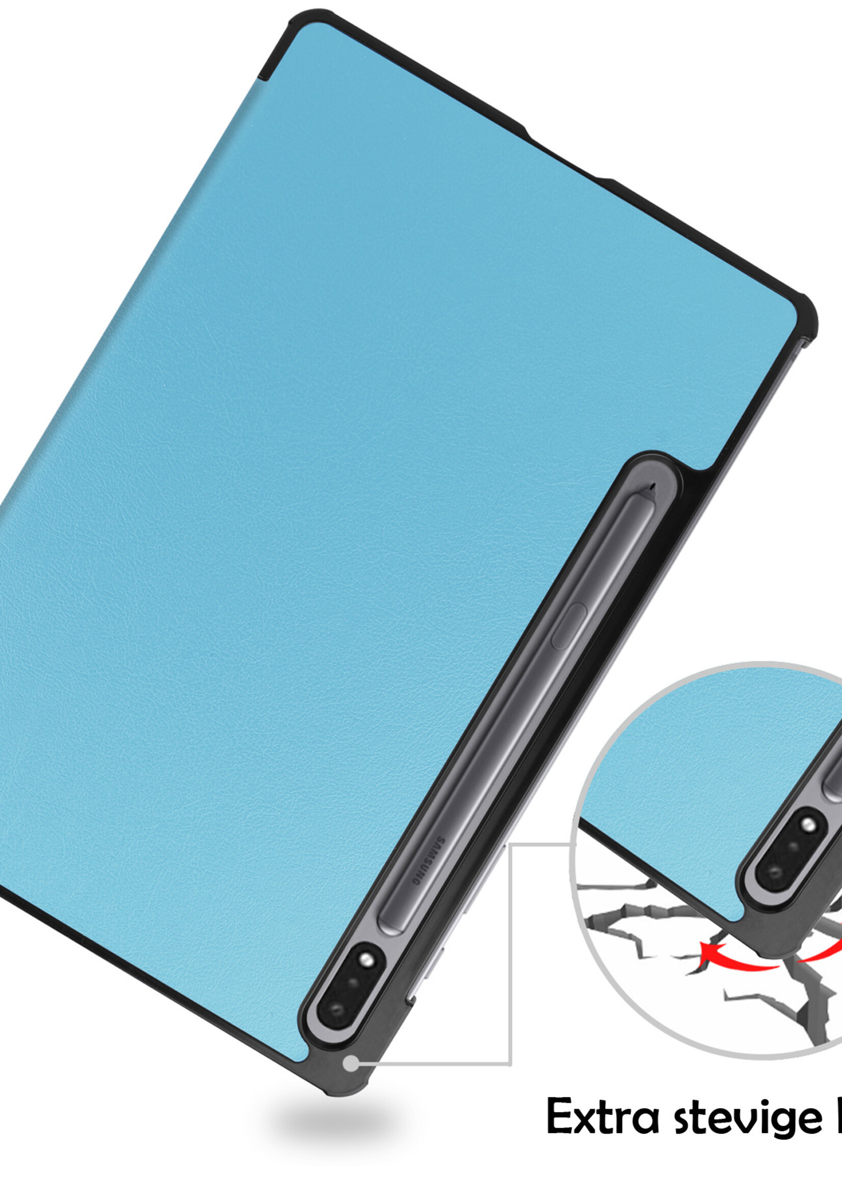 LUQ Hoes Geschikt voor Samsung Galaxy Tab S8 Hoes Luxe Hoesje Book Case Met Screenprotector - Hoesje Geschikt voor Samsung Tab S8 Hoes Cover - Lichtblauw