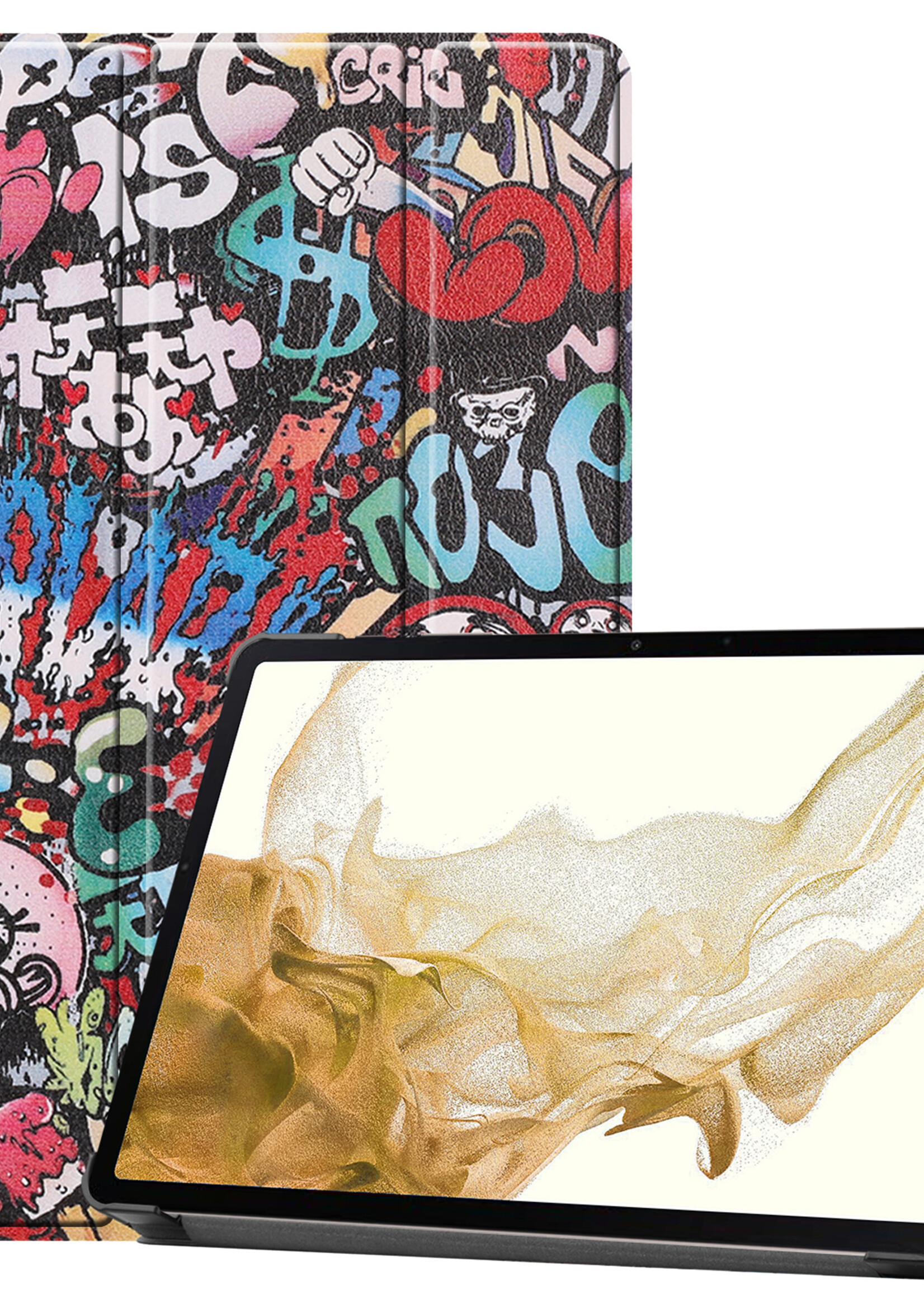 LUQ Hoes Geschikt voor Samsung Galaxy Tab S8 Plus Hoes Luxe Hoesje Book Case - Hoesje Geschikt voor Samsung Tab S8 Plus Hoes Cover - Graffity