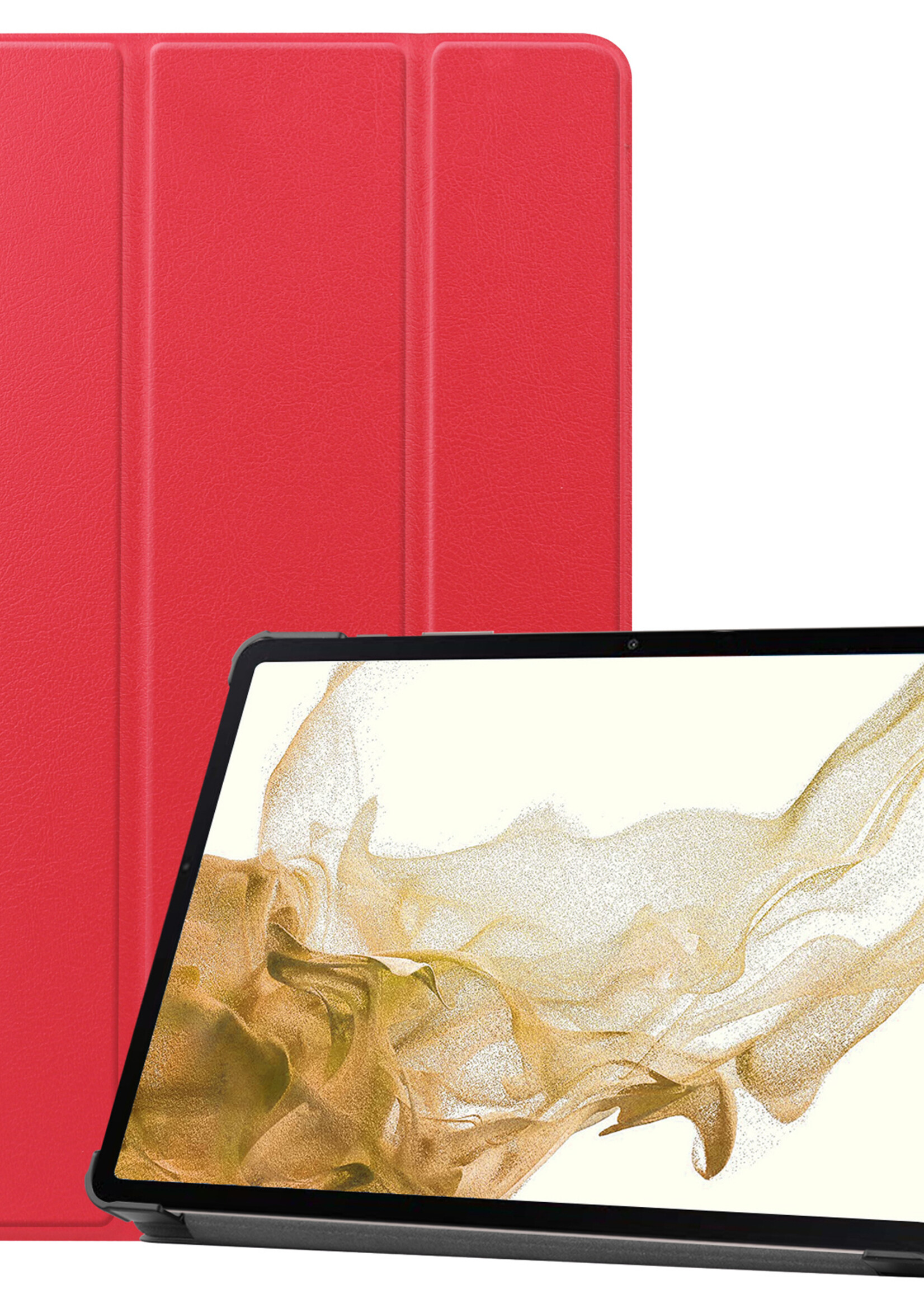 LUQ Hoes Geschikt voor Samsung Galaxy Tab S8 Plus Hoes Luxe Hoesje Book Case - Hoesje Geschikt voor Samsung Tab S8 Plus Hoes Cover - Rood