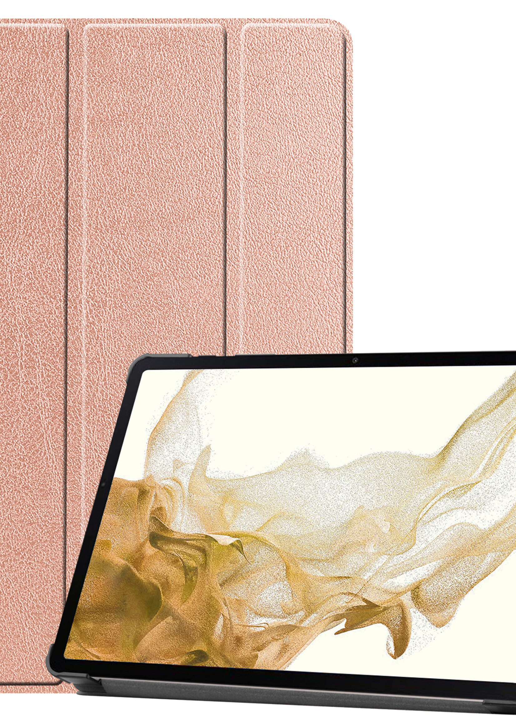 LUQ Hoes Geschikt voor Samsung Galaxy Tab S8 Plus Hoes Luxe Hoesje Book Case - Hoesje Geschikt voor Samsung Tab S8 Plus Hoes Cover - Rosé goud
