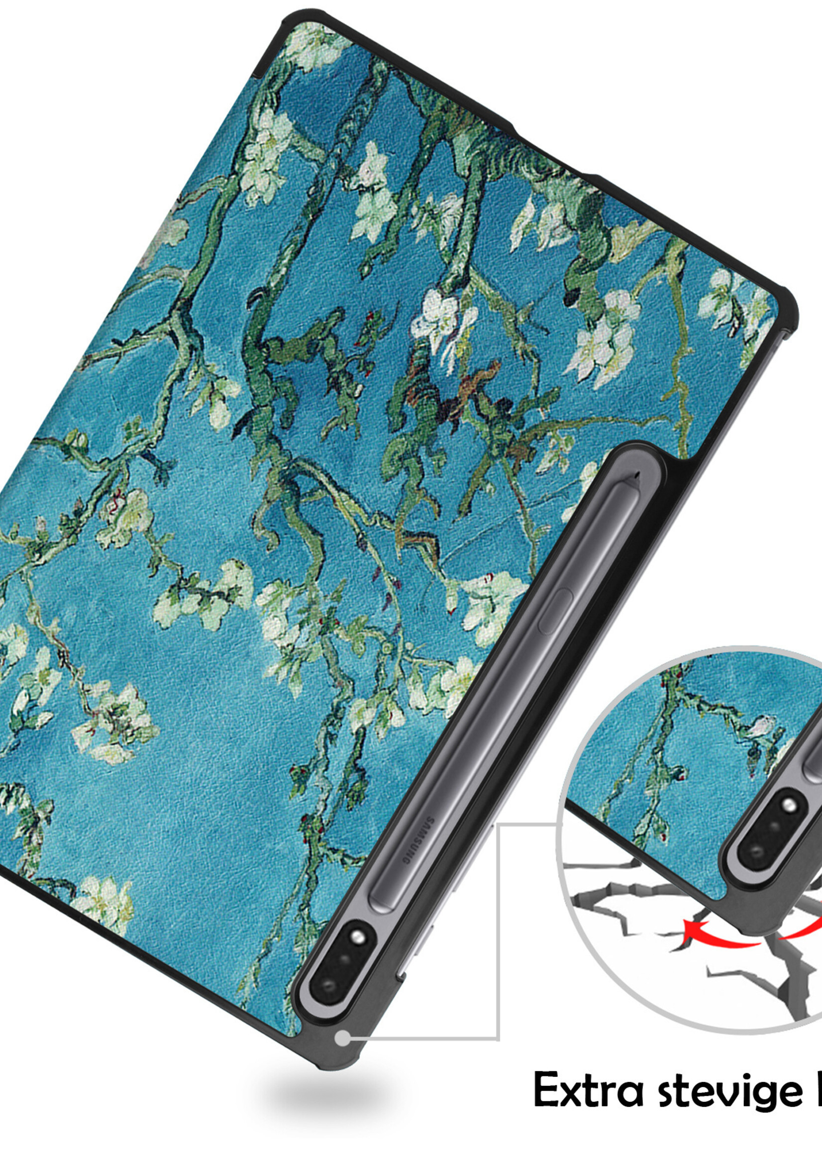 LUQ Hoes Geschikt voor Samsung Galaxy Tab S8 Plus Hoes Luxe Hoesje Book Case Met Screenprotector - Hoesje Geschikt voor Samsung Tab S8 Plus Hoes Cover - Bloesem