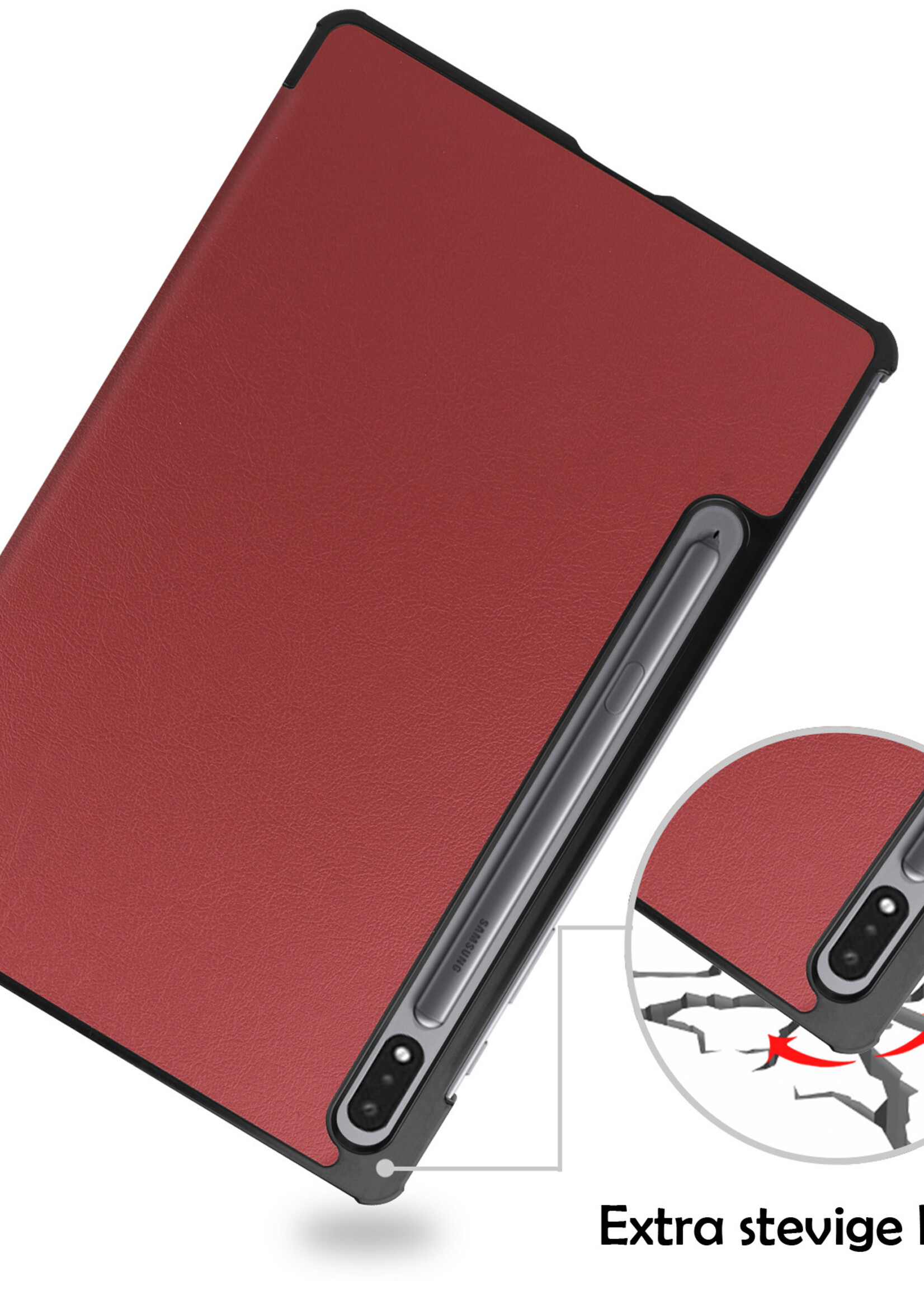 LUQ Hoes Geschikt voor Samsung Galaxy Tab S8 Plus Hoes Luxe Hoesje Book Case Met Screenprotector - Hoesje Geschikt voor Samsung Tab S8 Plus Hoes Cover - Donkerrood