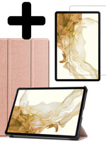 LUQ LUQ Samsung Galaxy Tab S8 Plus Hoes Met Screenprotector - Rose Goud