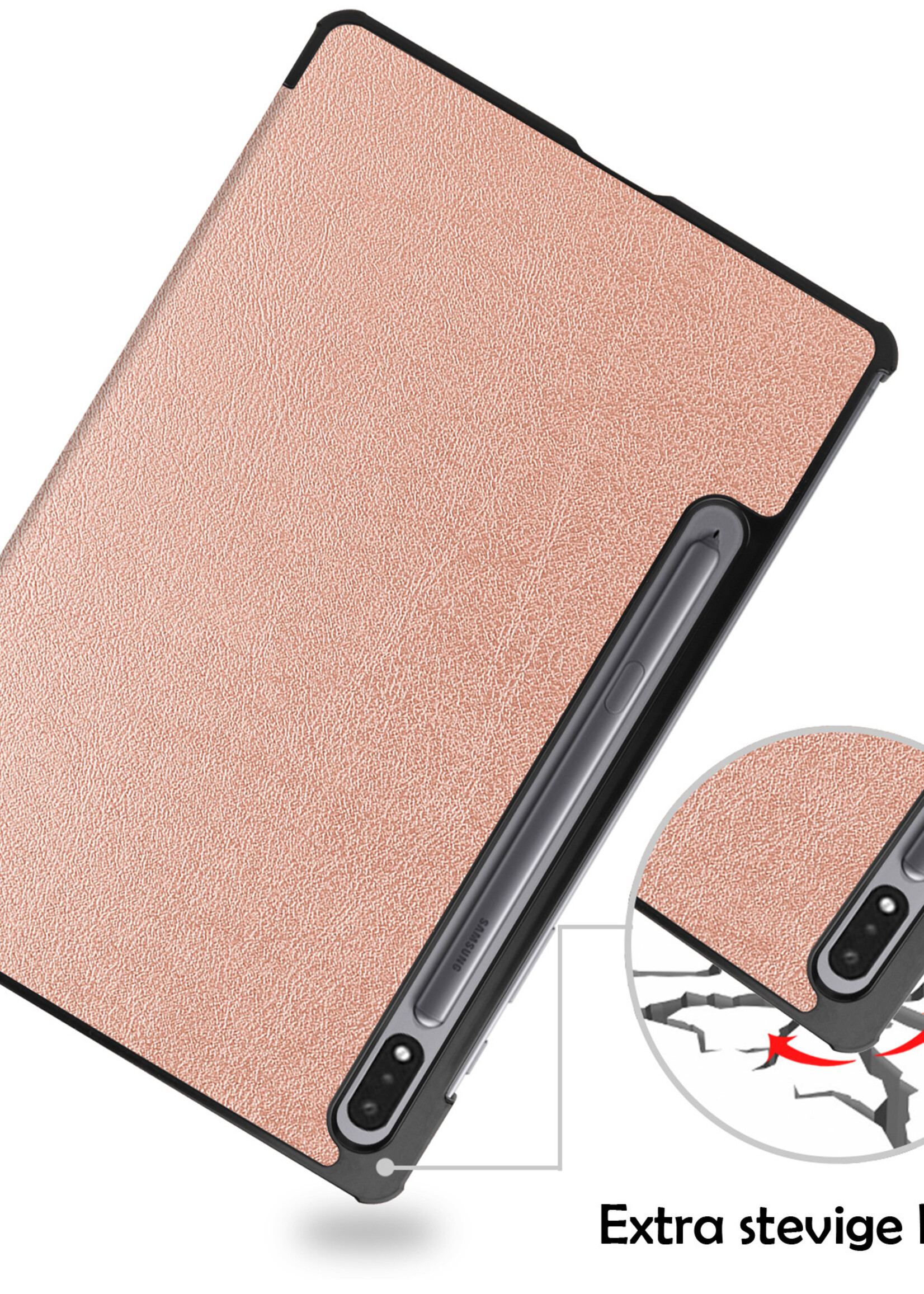 LUQ Hoes Geschikt voor Samsung Galaxy Tab S8 Plus Hoes Luxe Hoesje Book Case Met Screenprotector - Hoesje Geschikt voor Samsung Tab S8 Plus Hoes Cover - Rosé goud