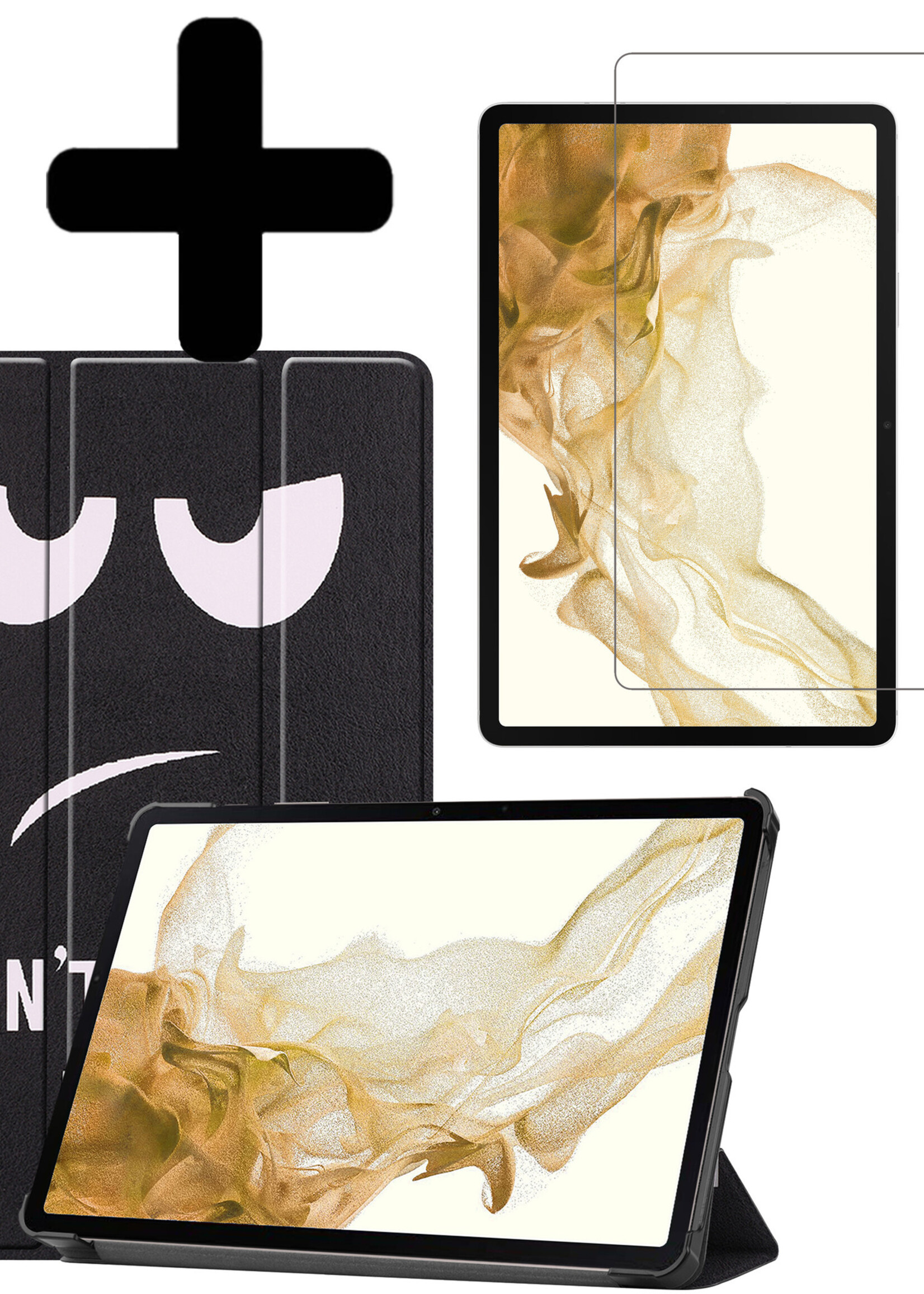 LUQ Hoes Geschikt voor Samsung Galaxy Tab S8 Plus Hoes Luxe Hoesje Book Case Met Screenprotector - Hoesje Geschikt voor Samsung Tab S8 Plus Hoes Cover - Don't Touch Me