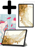 LUQ LUQ Samsung Galaxy Tab S8 Plus Hoes Met Screenprotector - Unicorn