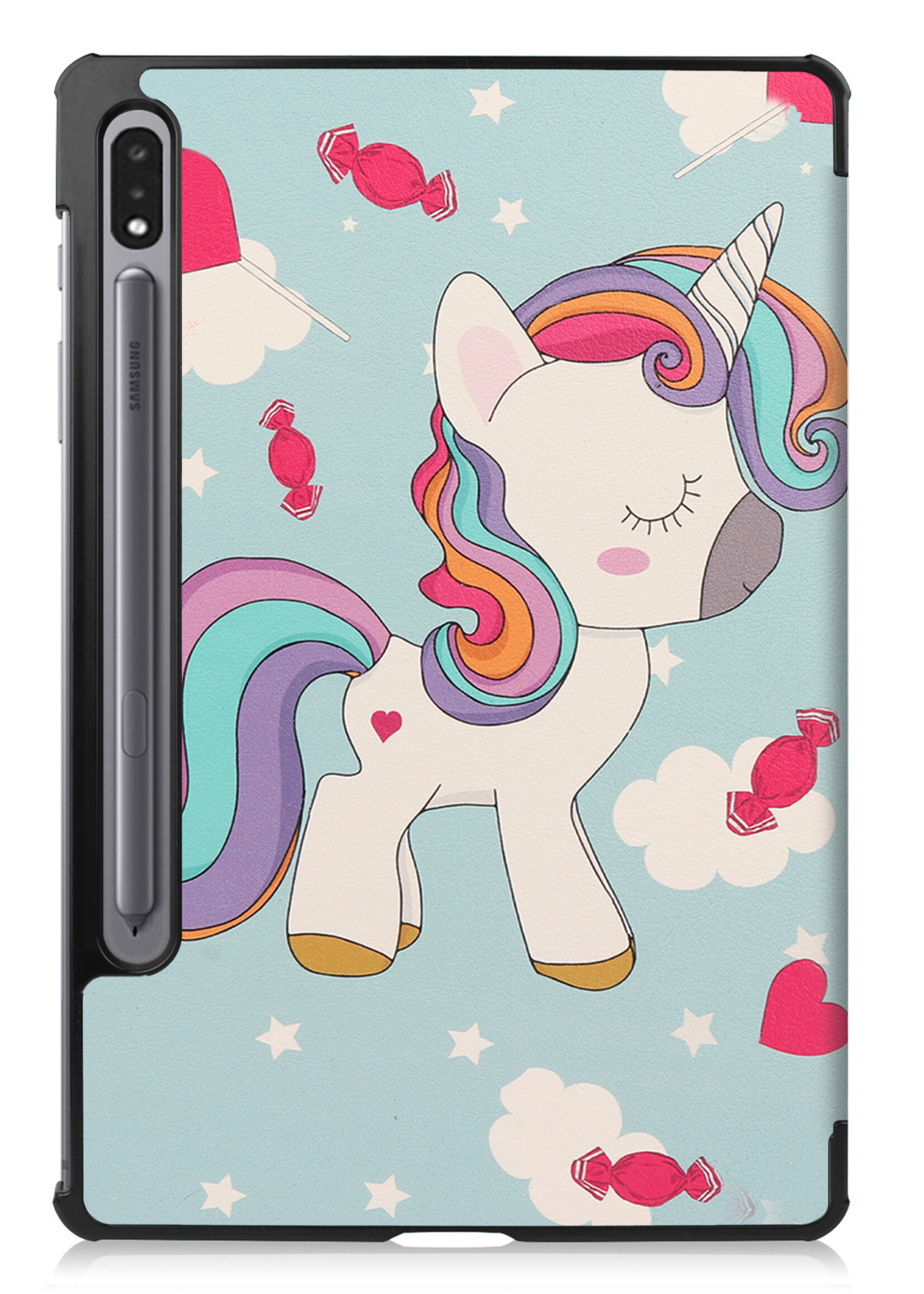 LUQ Hoes Geschikt voor Samsung Galaxy Tab S8 Plus Hoes Luxe Hoesje Book Case Met Screenprotector - Hoesje Geschikt voor Samsung Tab S8 Plus Hoes Cover - Eenhoorn