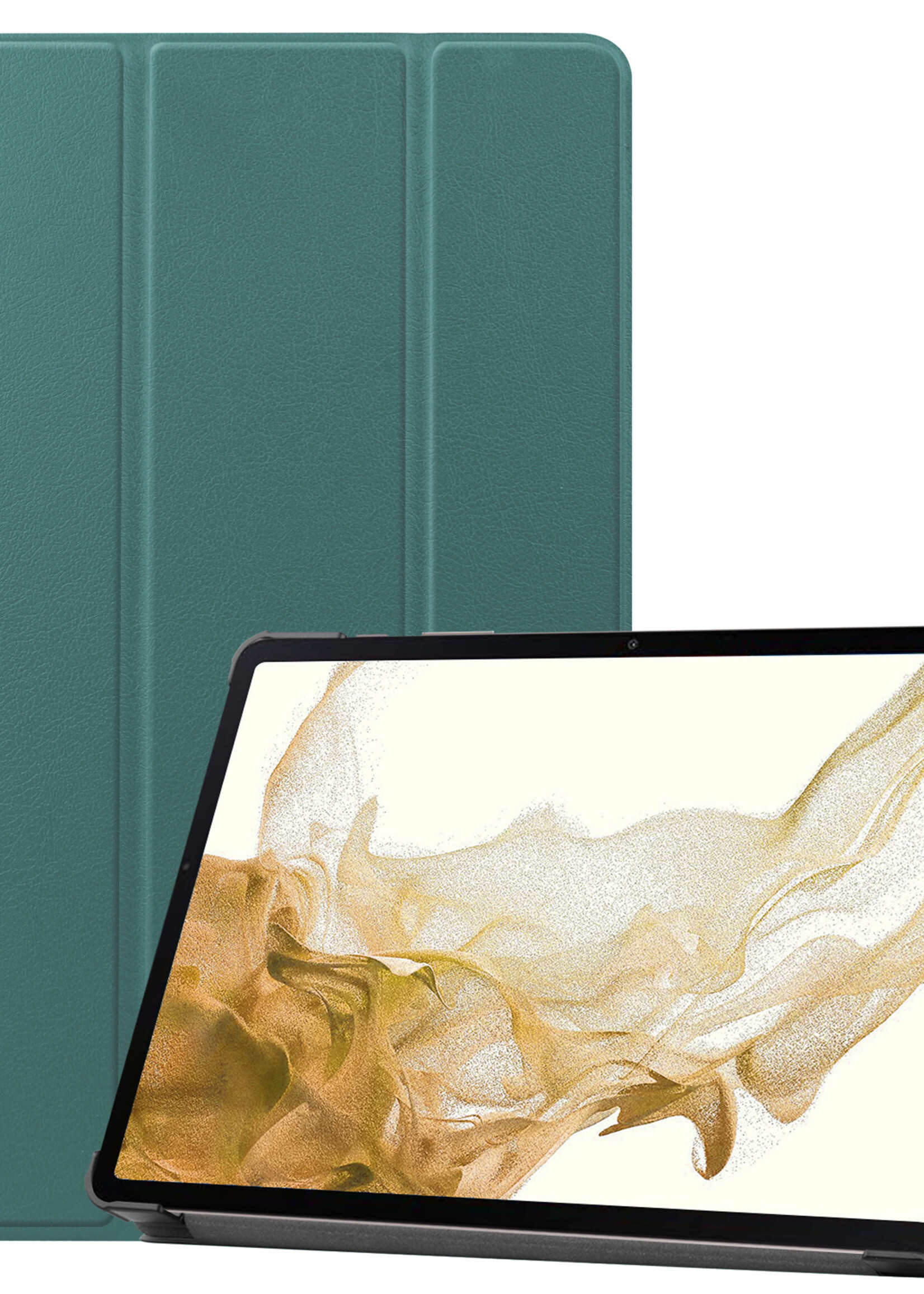 LUQ Hoes Geschikt voor Samsung Galaxy Tab S8 Plus Hoes Luxe Hoesje Book Case - Hoesje Geschikt voor Samsung Tab S8 Plus Hoes Cover - Donkergroen