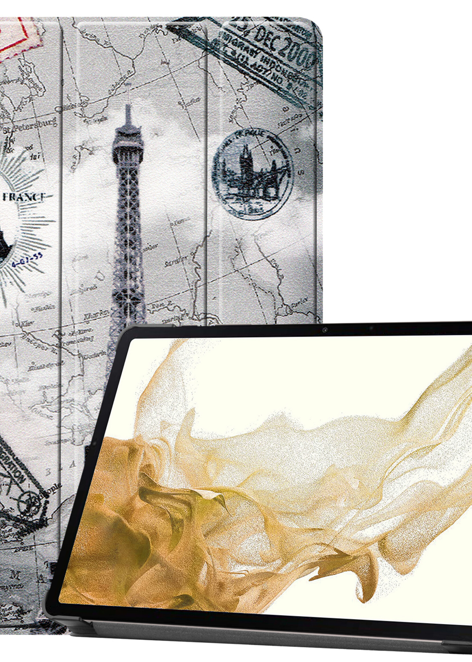 LUQ Hoes Geschikt voor Samsung Galaxy Tab S8 Ultra Hoes Luxe Hoesje Book Case - Hoesje Geschikt voor Samsung Tab S8 Ultra Hoes Cover - Eiffeltoren