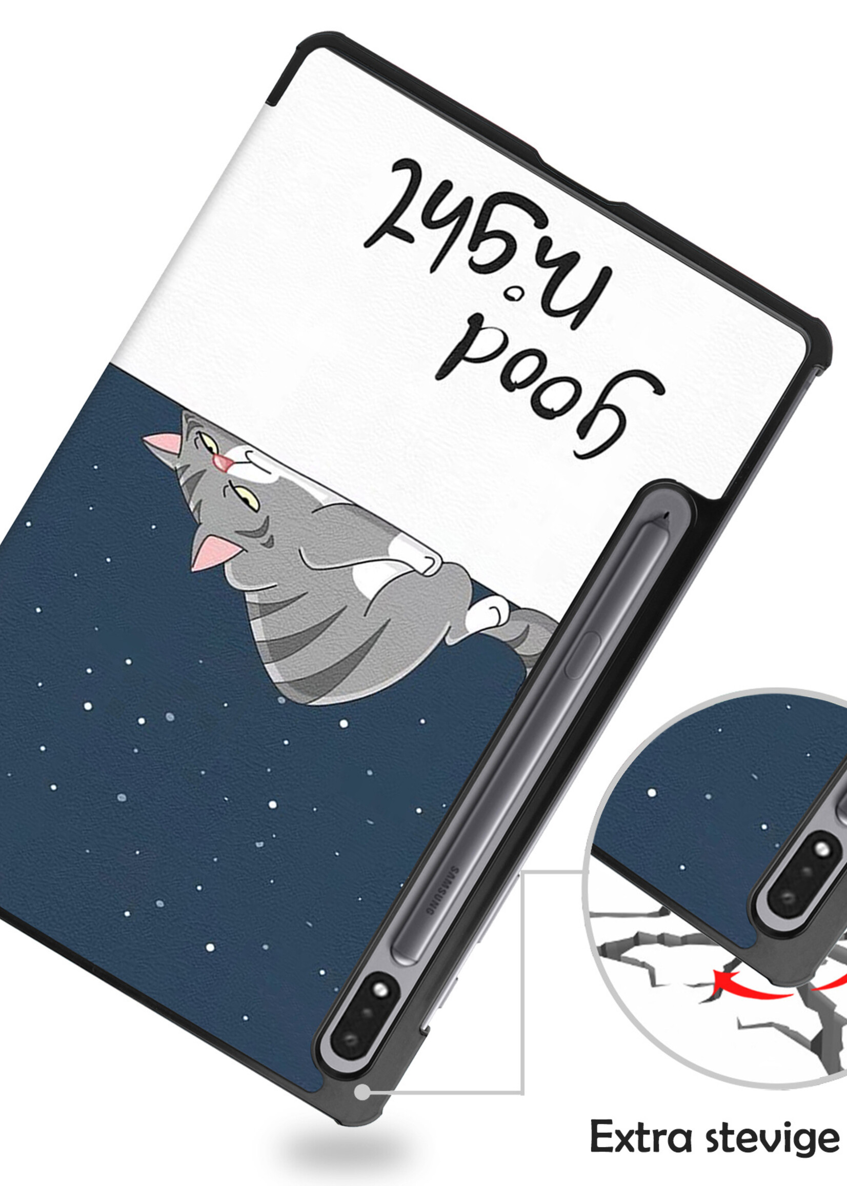 LUQ Hoes Geschikt voor Samsung Galaxy Tab S8 Ultra Hoes Luxe Hoesje Book Case - Hoesje Geschikt voor Samsung Tab S8 Ultra Hoes Cover - Kat