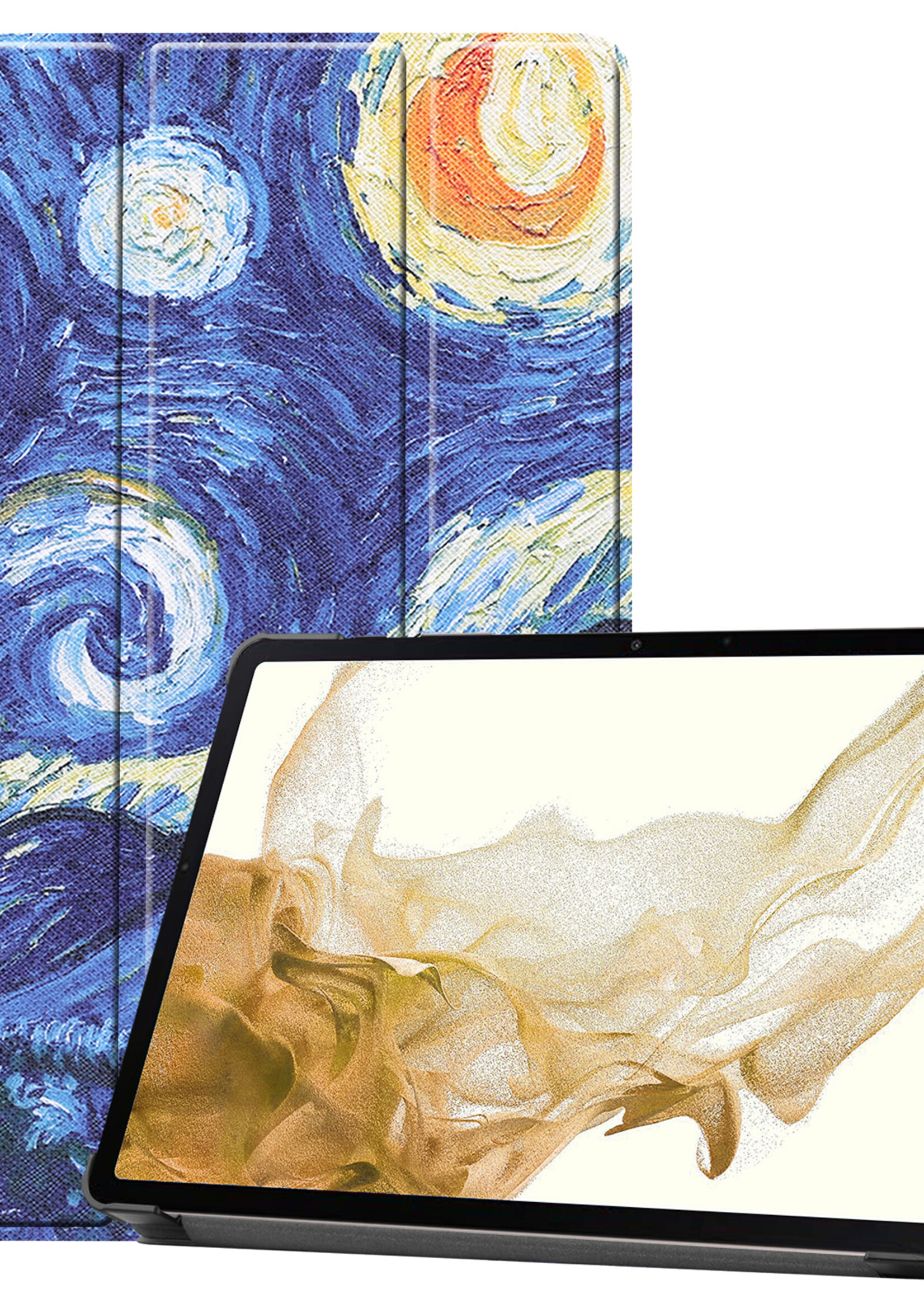 LUQ Hoes Geschikt voor Samsung Galaxy Tab S8 Ultra Hoes Luxe Hoesje Book Case - Hoesje Geschikt voor Samsung Tab S8 Ultra Hoes Cover - Sterrenhemel