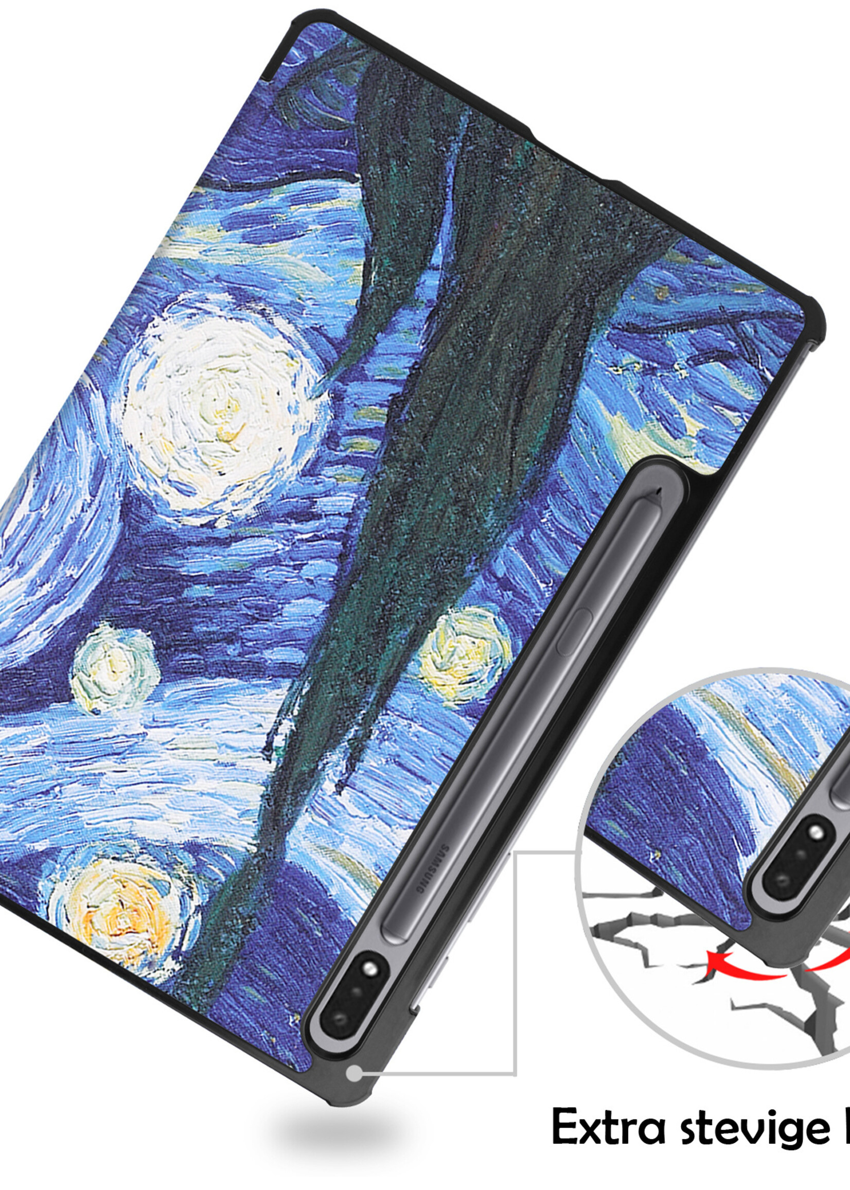 LUQ Hoes Geschikt voor Samsung Galaxy Tab S8 Ultra Hoes Luxe Hoesje Book Case - Hoesje Geschikt voor Samsung Tab S8 Ultra Hoes Cover - Sterrenhemel