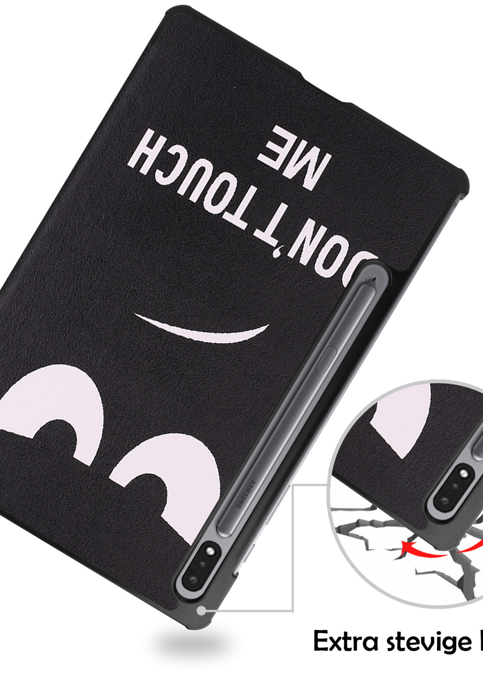 LUQ Hoes Geschikt voor Samsung Galaxy Tab S8 Ultra Hoes Luxe Hoesje Book Case Met Screenprotector - Hoesje Geschikt voor Samsung Tab S8 Ultra Hoes Cover - Don't Touch Me