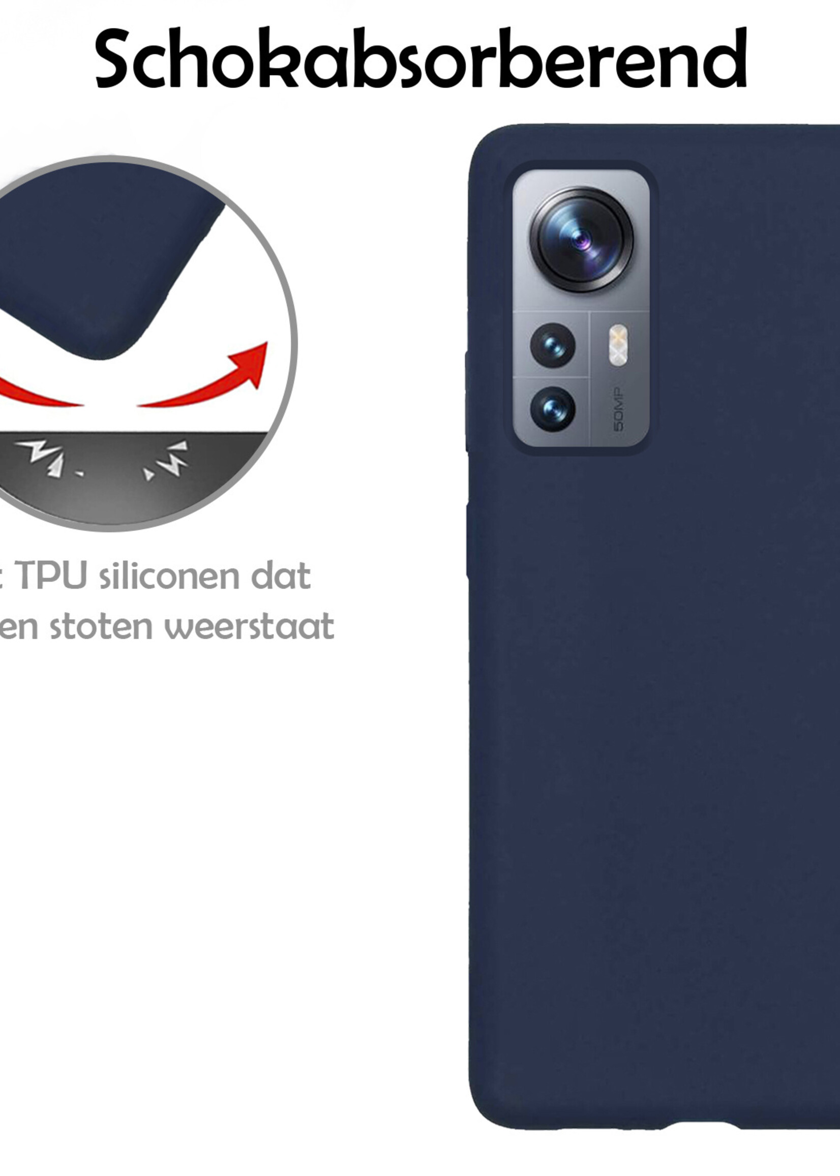 LUQ Hoesje Geschikt voor Xiaomi 12 Hoesje Siliconen Case - Hoes Geschikt voor Xiaomi 12 Hoes Siliconen - Donkerblauw