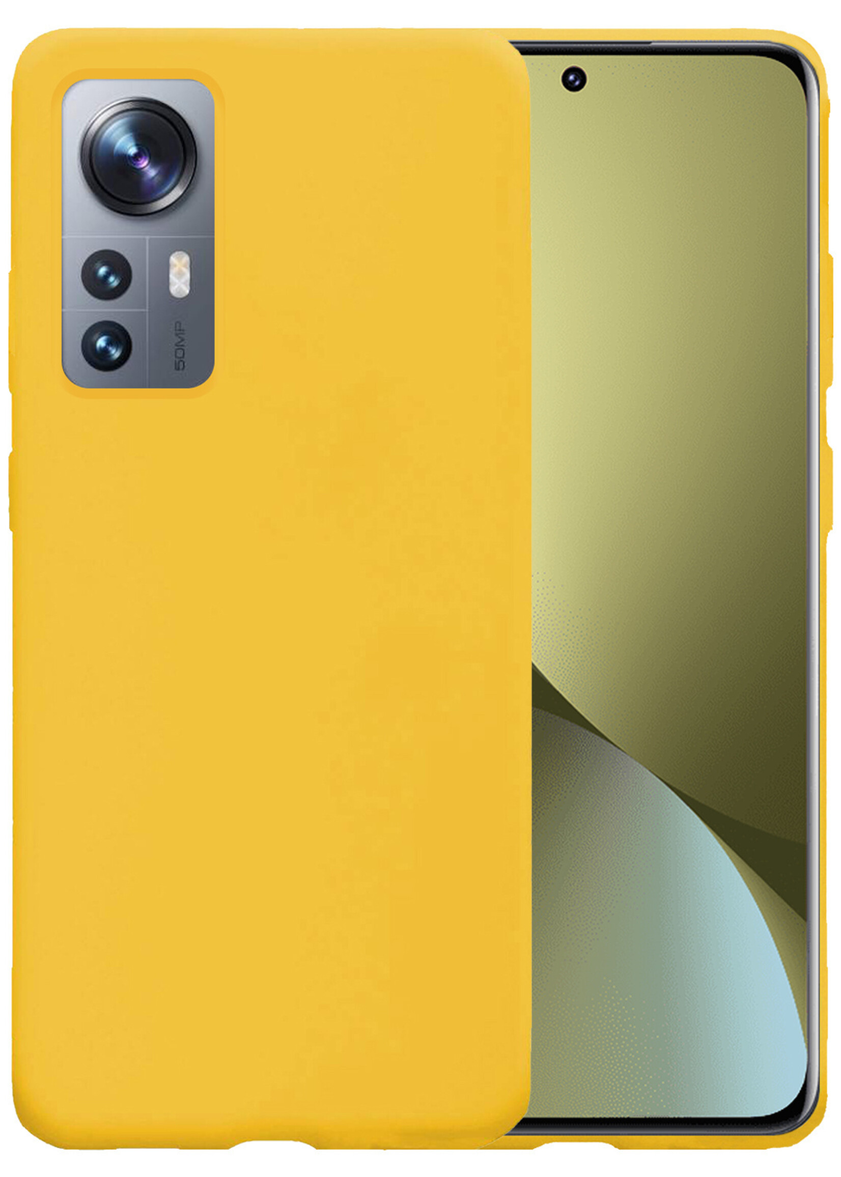 LUQ Hoesje Geschikt voor Xiaomi 12 Hoesje Siliconen Case - Hoes Geschikt voor Xiaomi 12 Hoes Siliconen - Geel