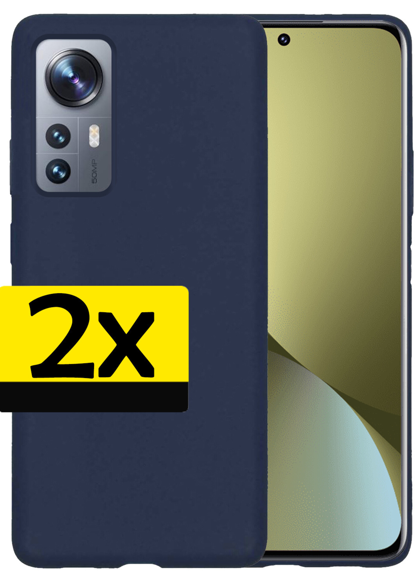 LUQ Hoesje Geschikt voor Xiaomi 12 Hoesje Siliconen Case - Hoes Geschikt voor Xiaomi 12 Hoes Siliconen - Donkerblauw - 2 Stuks