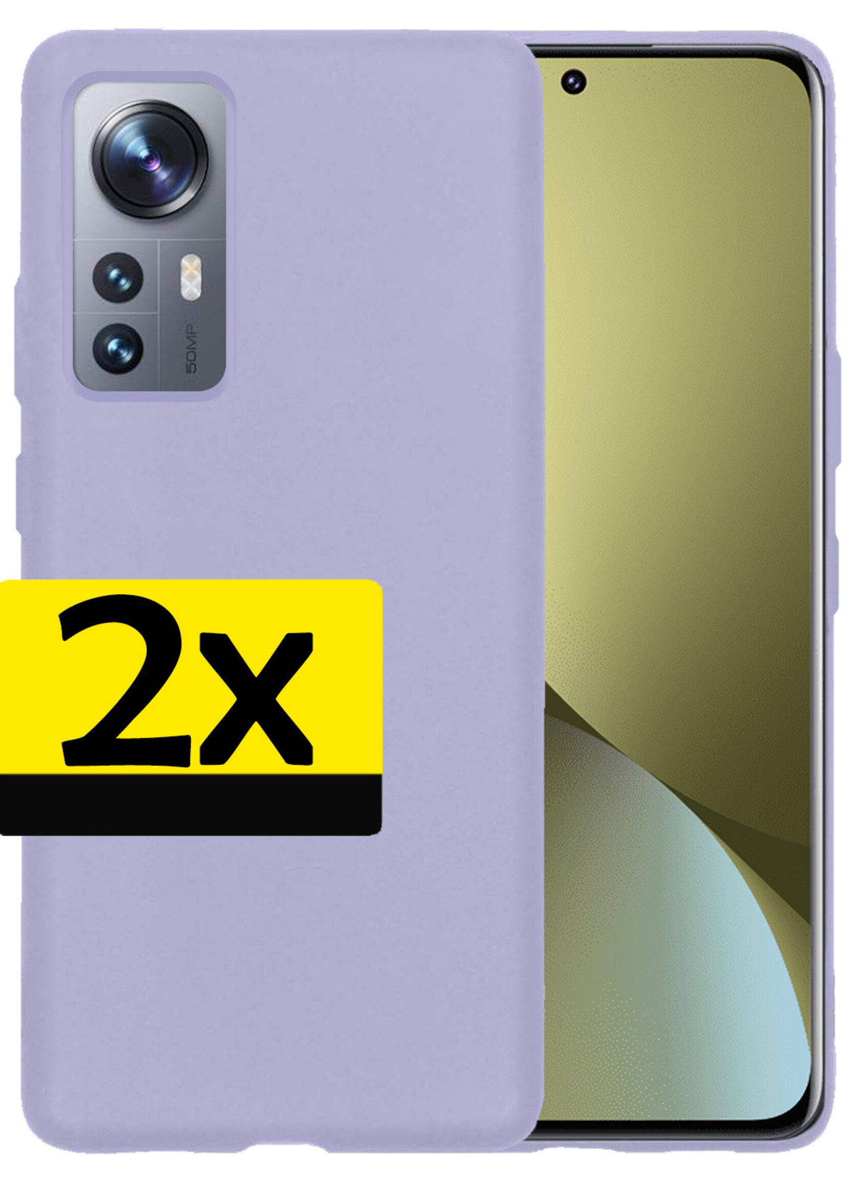 LUQ Hoesje Geschikt voor Xiaomi 12 Hoesje Siliconen Case - Hoes Geschikt voor Xiaomi 12 Hoes Siliconen - Lila - 2 Stuks