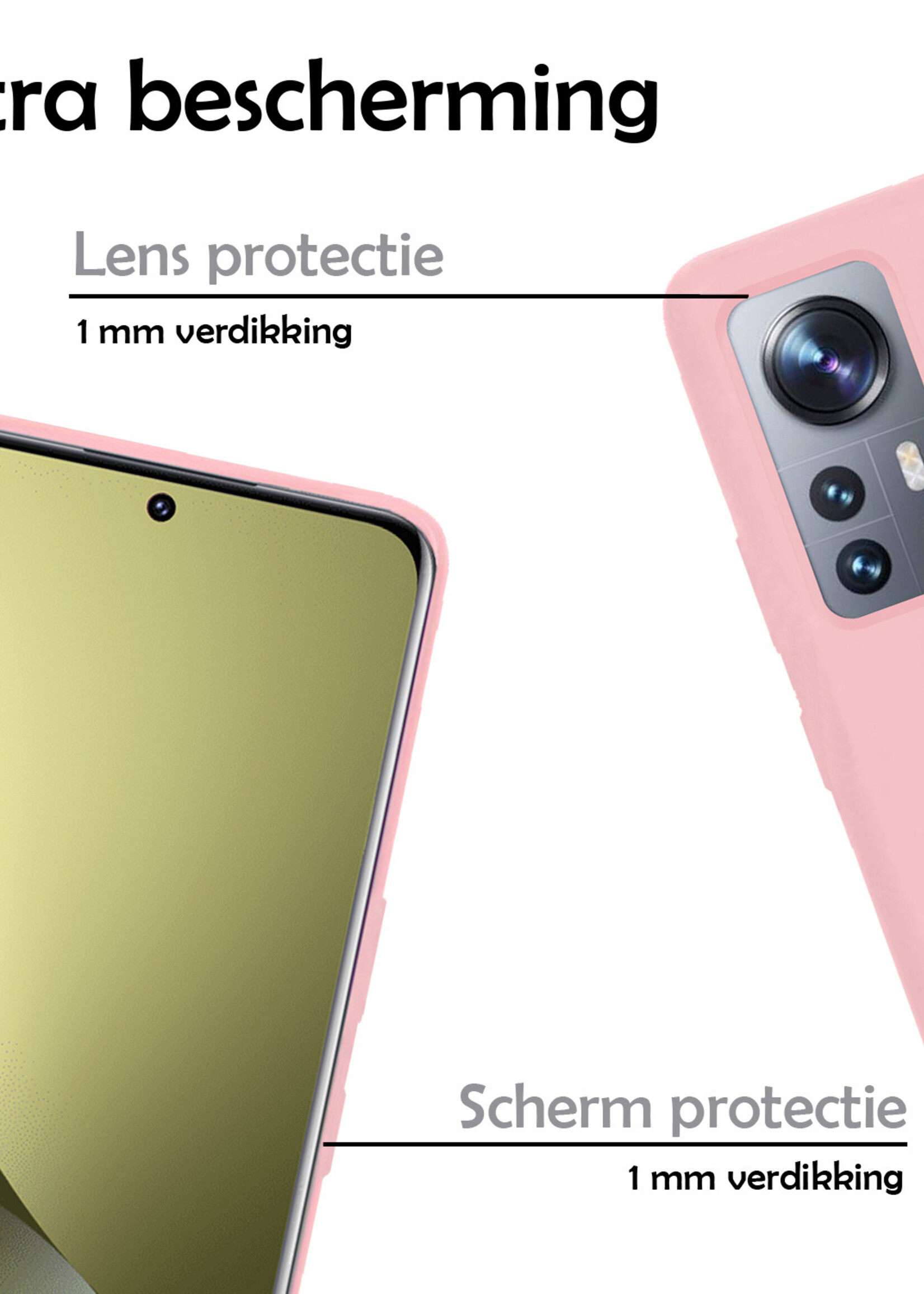 LUQ Hoesje Geschikt voor Xiaomi 12 Hoesje Siliconen Case - Hoes Geschikt voor Xiaomi 12 Hoes Siliconen - Lichtroze - 2 Stuks
