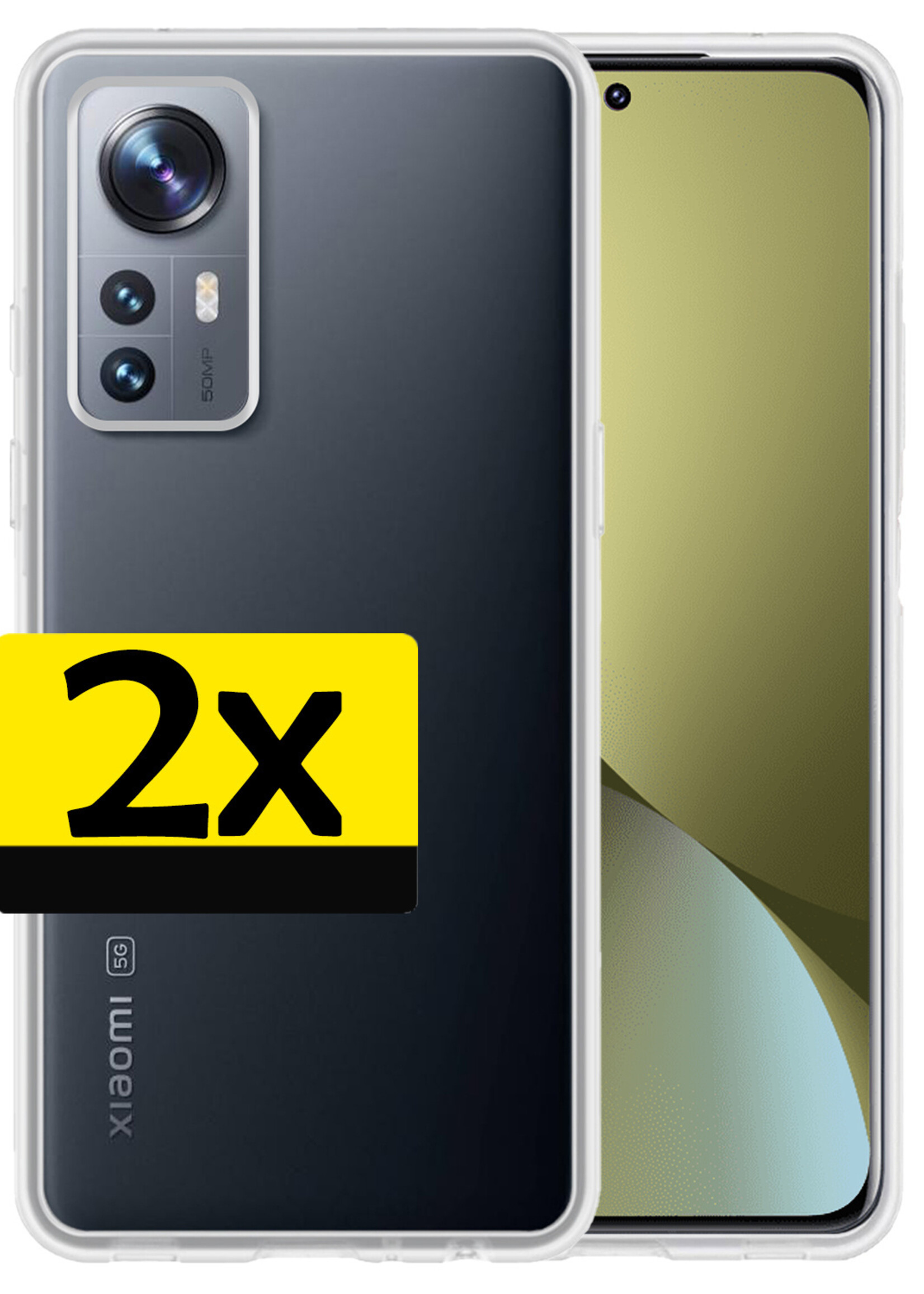 LUQ Hoesje Geschikt voor Xiaomi 12 Hoesje Siliconen Case - Hoes Geschikt voor Xiaomi 12 Hoes Siliconen - Transparant - 2 Stuks