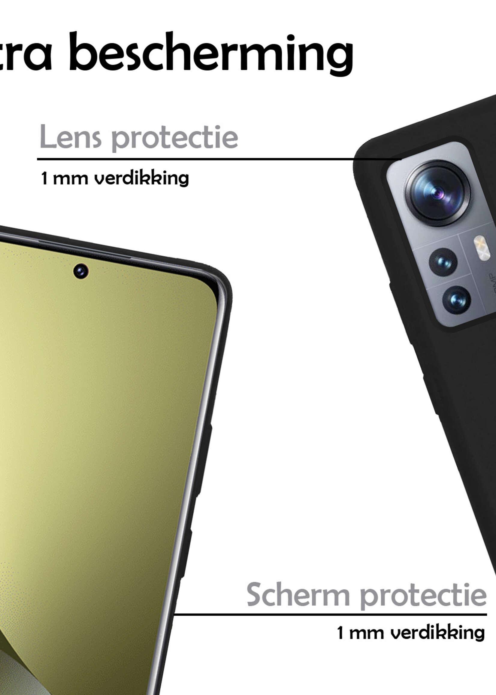LUQ Hoesje Geschikt voor Xiaomi 12 Hoesje Siliconen Case - Hoes Geschikt voor Xiaomi 12 Hoes Siliconen - Zwart - 2 Stuks