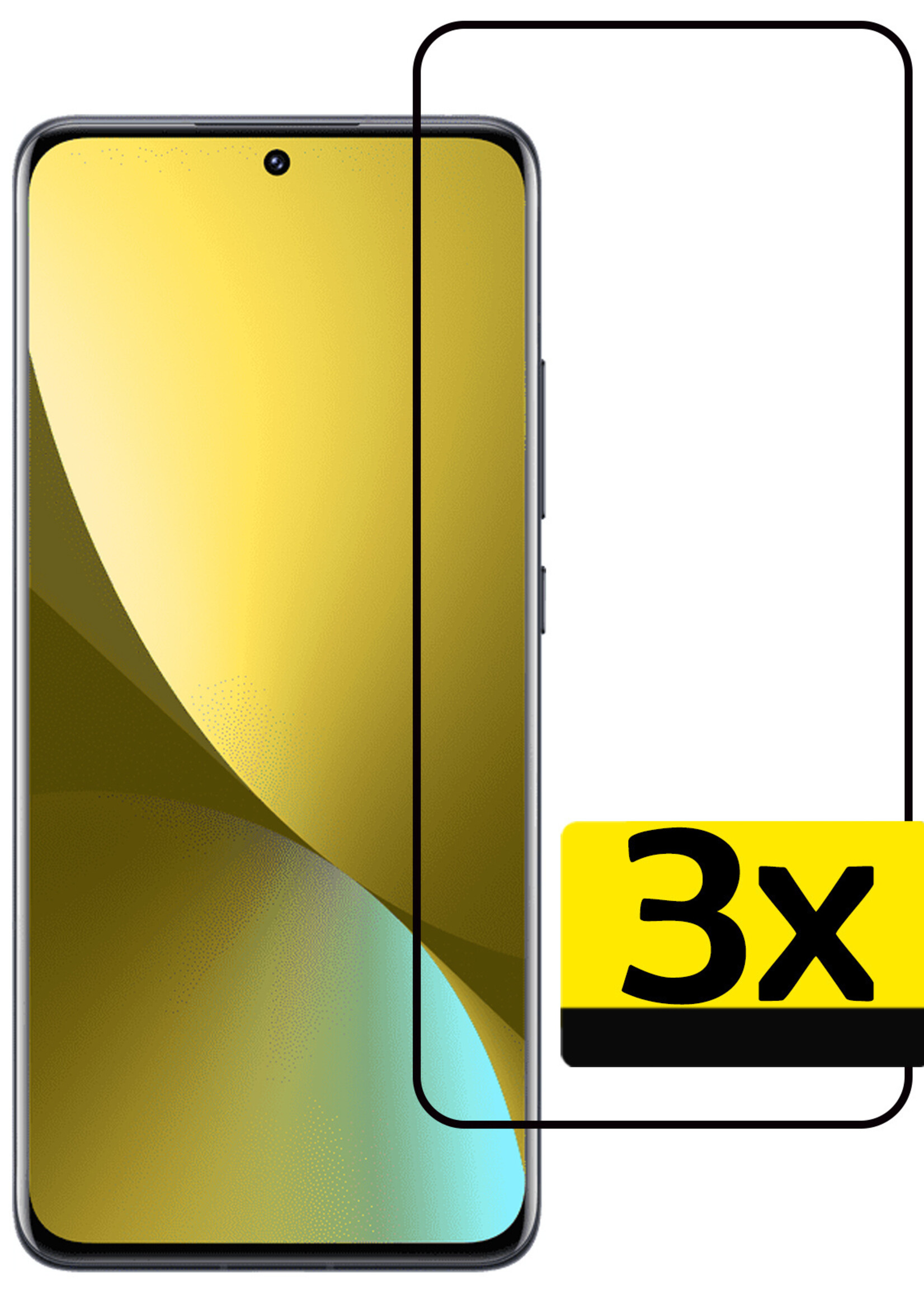 LUQ Screenprotector Geschikt voor Xiaomi 12X Screenprotector Glas Full Cover - Screenprotector Geschikt voor Xiaomi 12X Screenprotector Full Cover - 3 Stuks