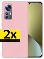 LUQ LUQ Xiaomi 12X Hoesje Siliconen - Lichtroze - 2 PACK