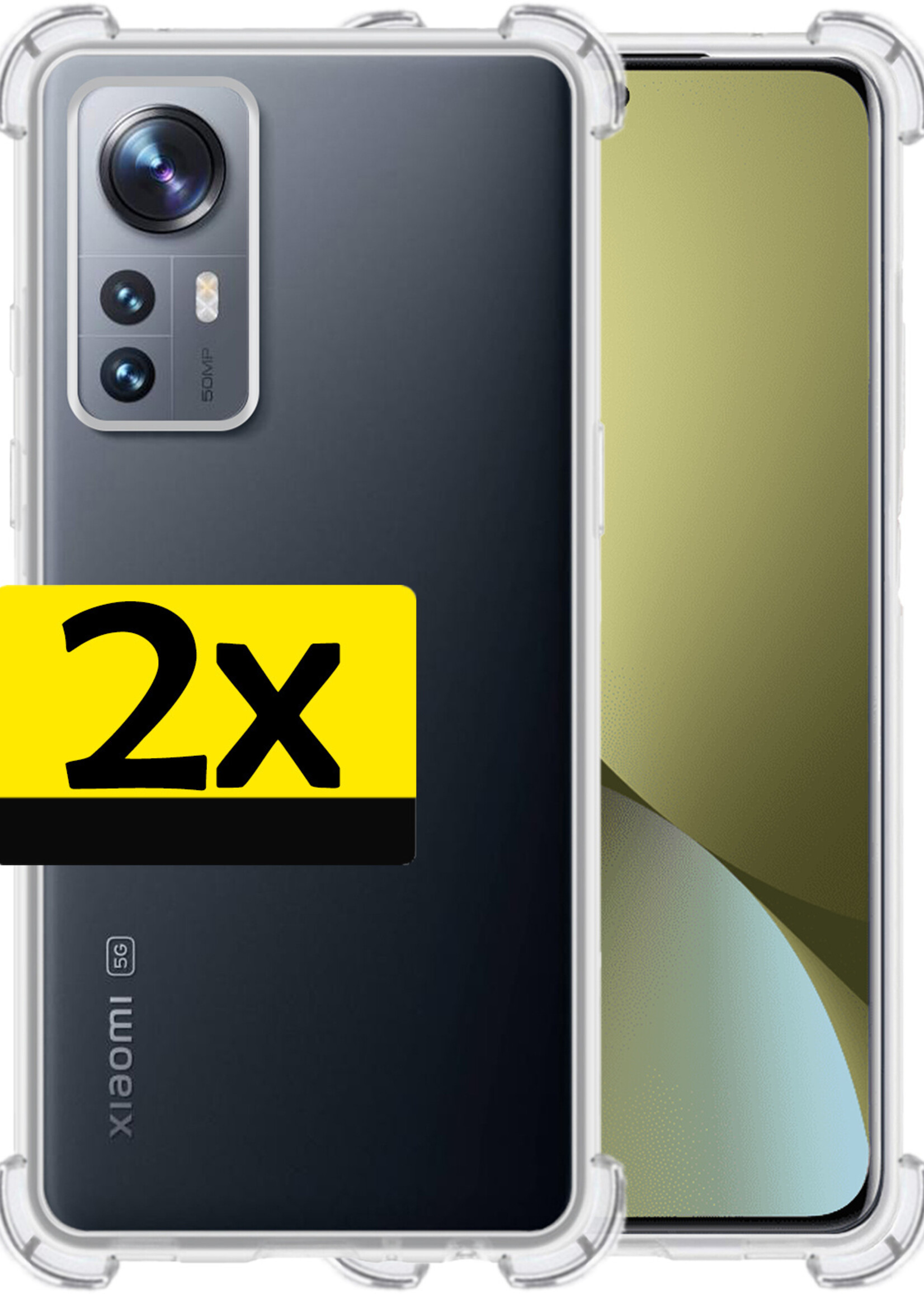 LUQ Hoesje Geschikt voor Xiaomi 12 Pro Hoesje Shockproof Case Siliconen - Hoes Geschikt voor Xiaomi 12 Pro Hoes Cover Siliconen - Transparant - 2 Stuks