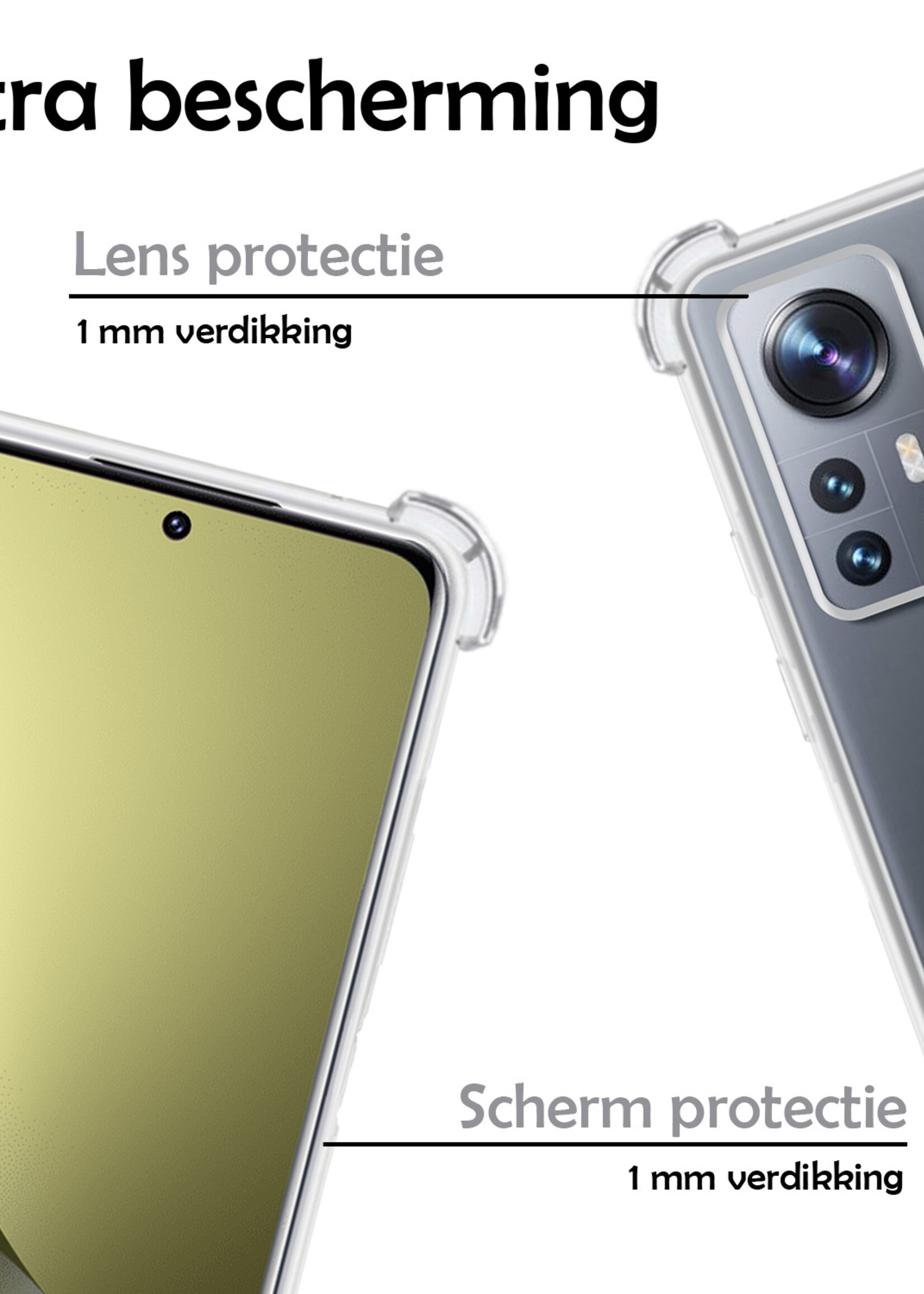 LUQ Hoesje Geschikt voor Xiaomi 12 Pro Hoesje Shockproof Case Siliconen - Hoes Geschikt voor Xiaomi 12 Pro Hoes Cover Siliconen - Transparant - 2 Stuks