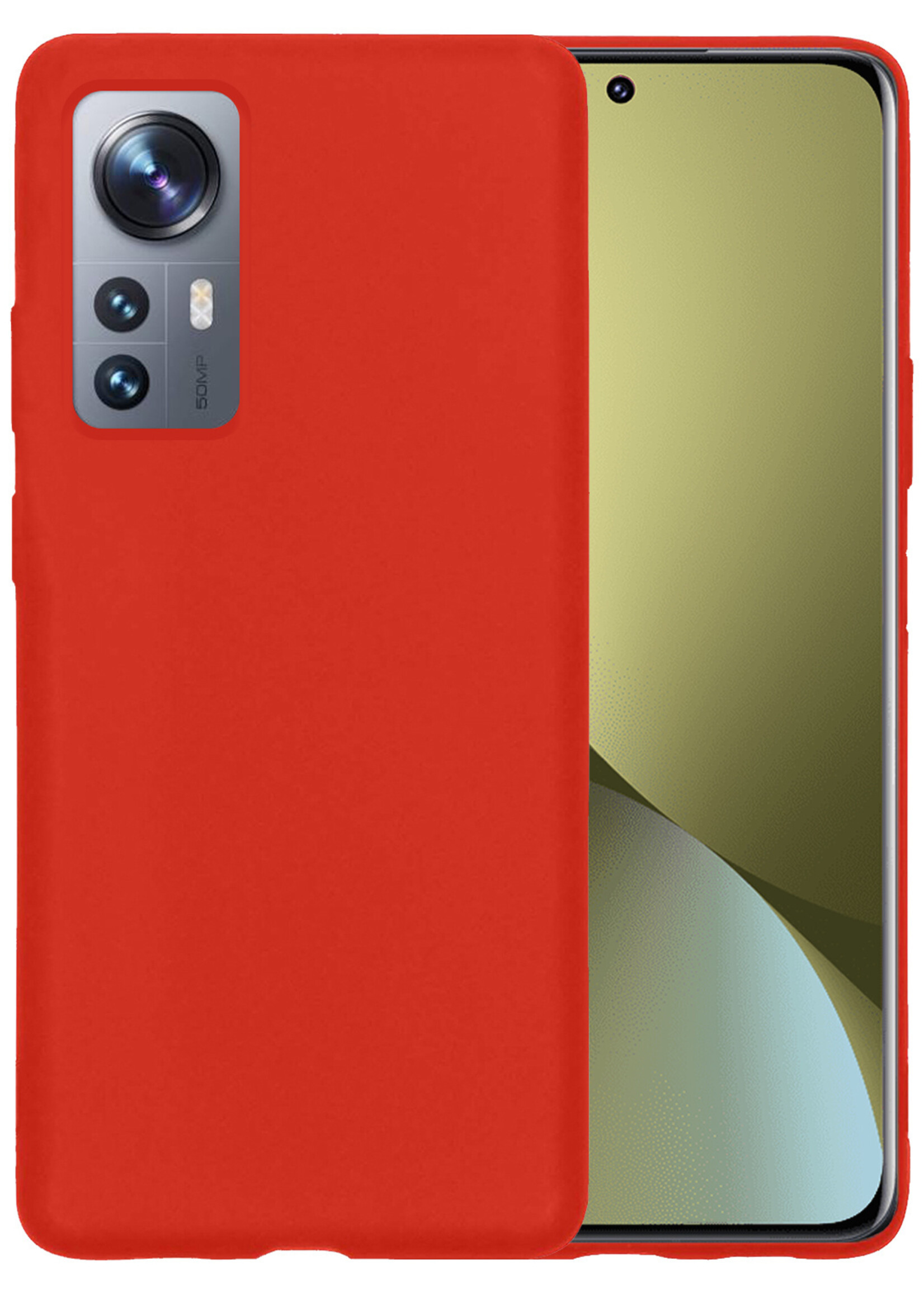 LUQ Hoesje Geschikt voor Xiaomi 12 Pro Hoesje Siliconen Case - Hoes Geschikt voor Xiaomi 12 Pro Hoes Siliconen - Rood