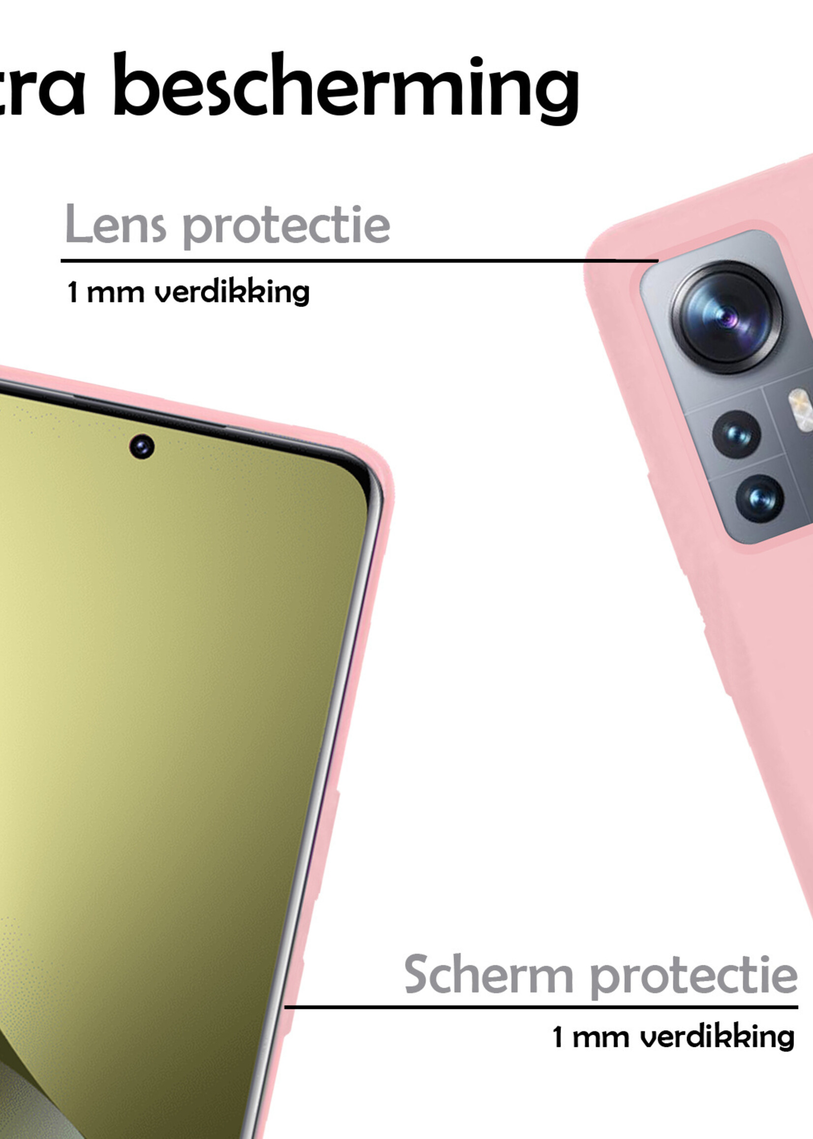 LUQ Hoesje Geschikt voor Xiaomi 12 Pro Hoesje Siliconen Case - Hoes Geschikt voor Xiaomi 12 Pro Hoes Siliconen - Lichtroze