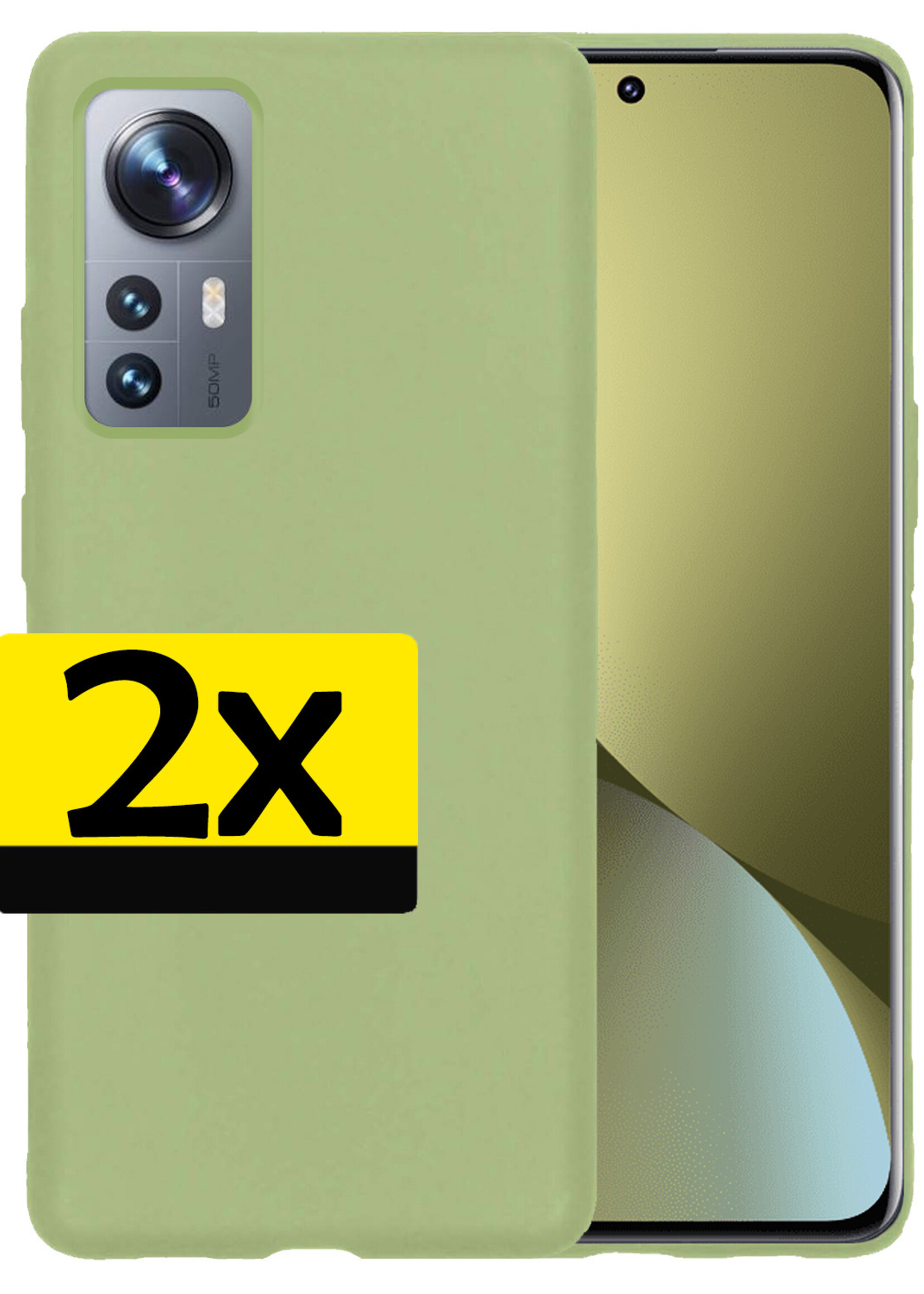 LUQ Hoesje Geschikt voor Xiaomi 12 Pro Hoesje Siliconen Case - Hoes Geschikt voor Xiaomi 12 Pro Hoes Siliconen - Groen - 2 Stuks