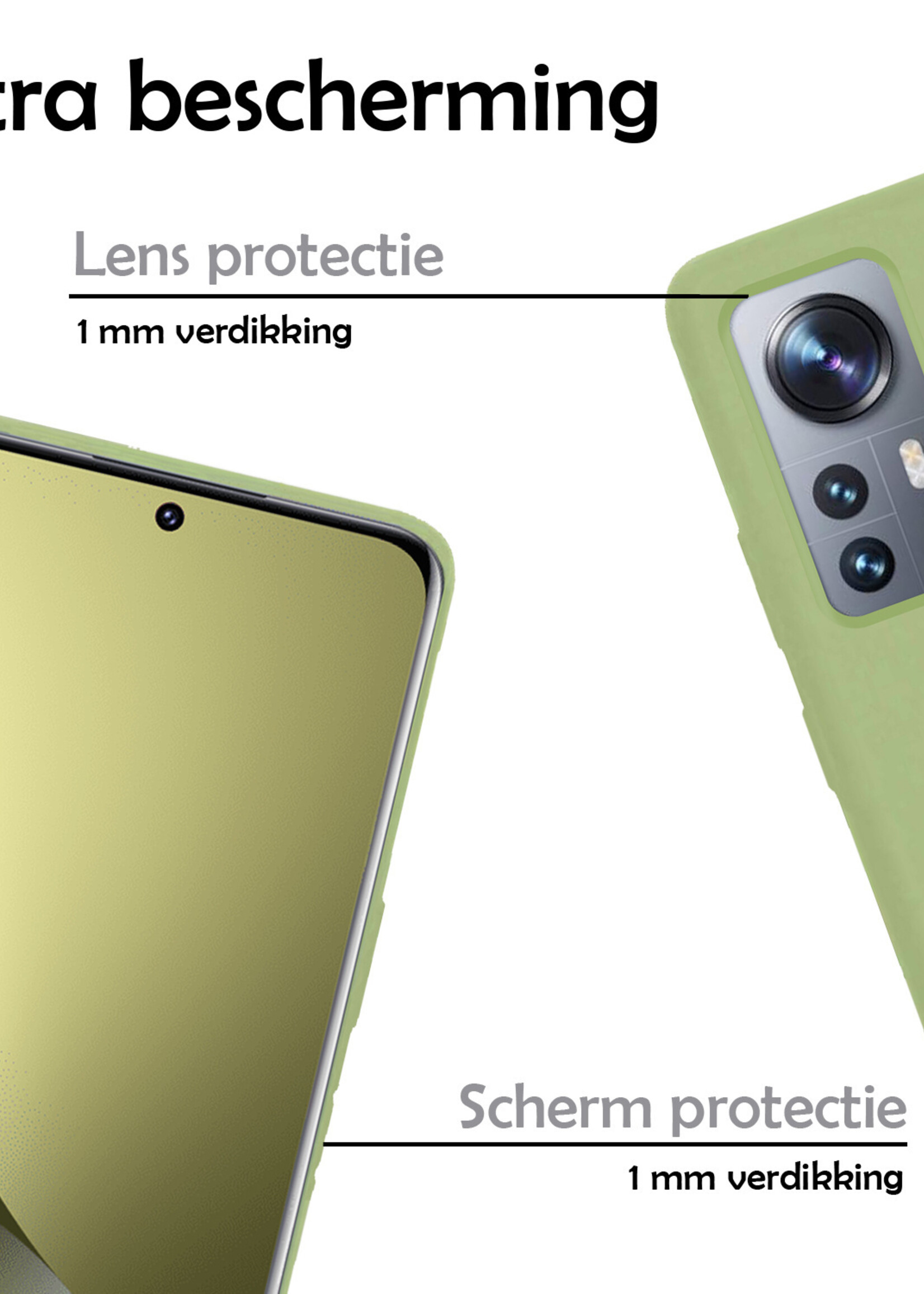 LUQ Hoesje Geschikt voor Xiaomi 12 Pro Hoesje Siliconen Case - Hoes Geschikt voor Xiaomi 12 Pro Hoes Siliconen - Groen - 2 Stuks