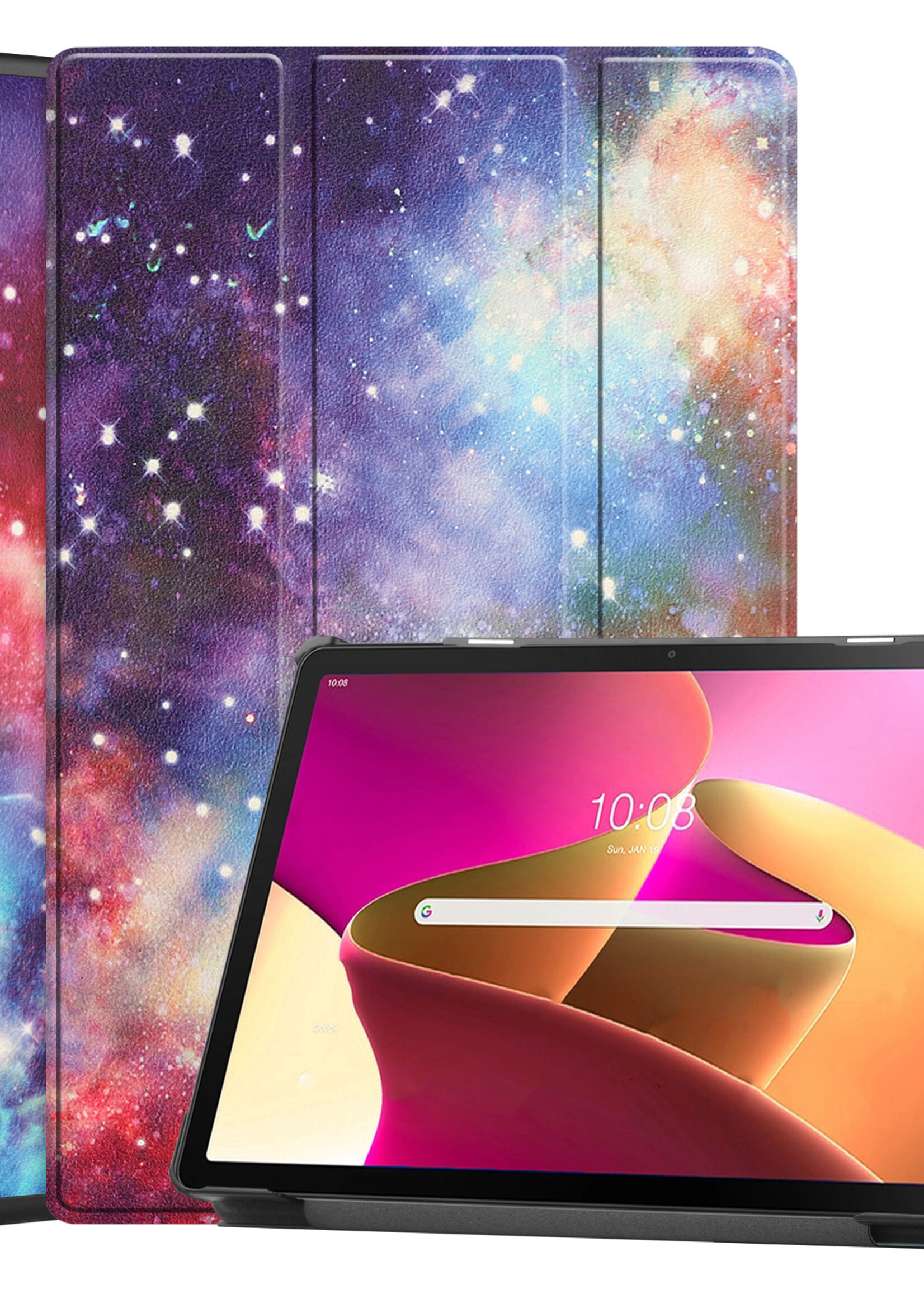 LUQ Hoes Geschikt voor Lenovo Tab M10 Plus 3rd Gen Hoes Luxe Hoesje Book Case - Hoesje Geschikt voor Lenovo Tab M10 Plus (3e Gen) Hoes Cover - Galaxy