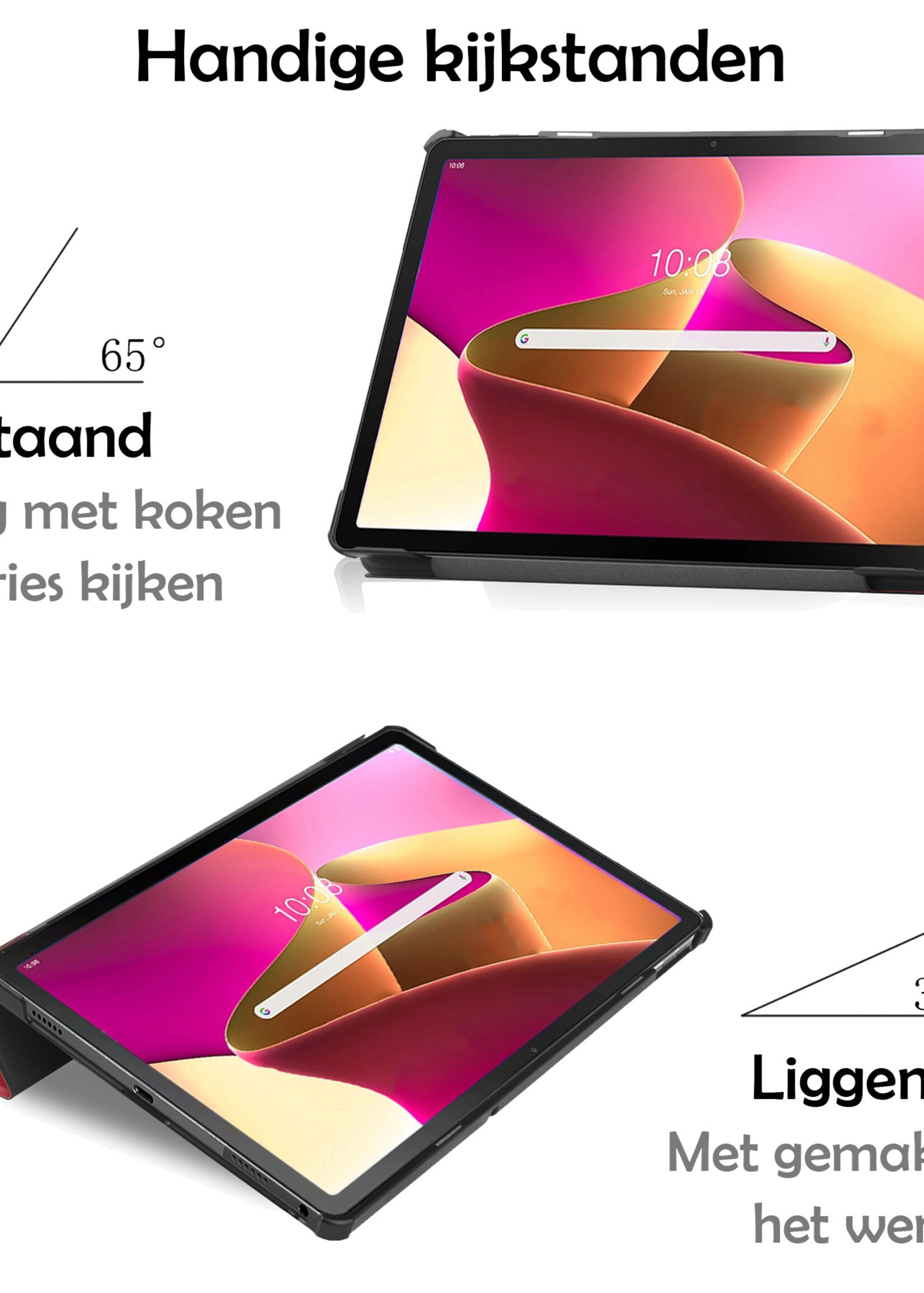 LUQ Hoes Geschikt voor Lenovo Tab M10 Plus 3rd Gen Hoes Luxe Hoesje Book Case - Hoesje Geschikt voor Lenovo Tab M10 Plus (3e Gen) Hoes Cover - Rood