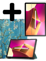 LUQ LUQ Lenovo Tab M10 Plus (3e generatie) Hoes Met Screenprotector - Bloesem