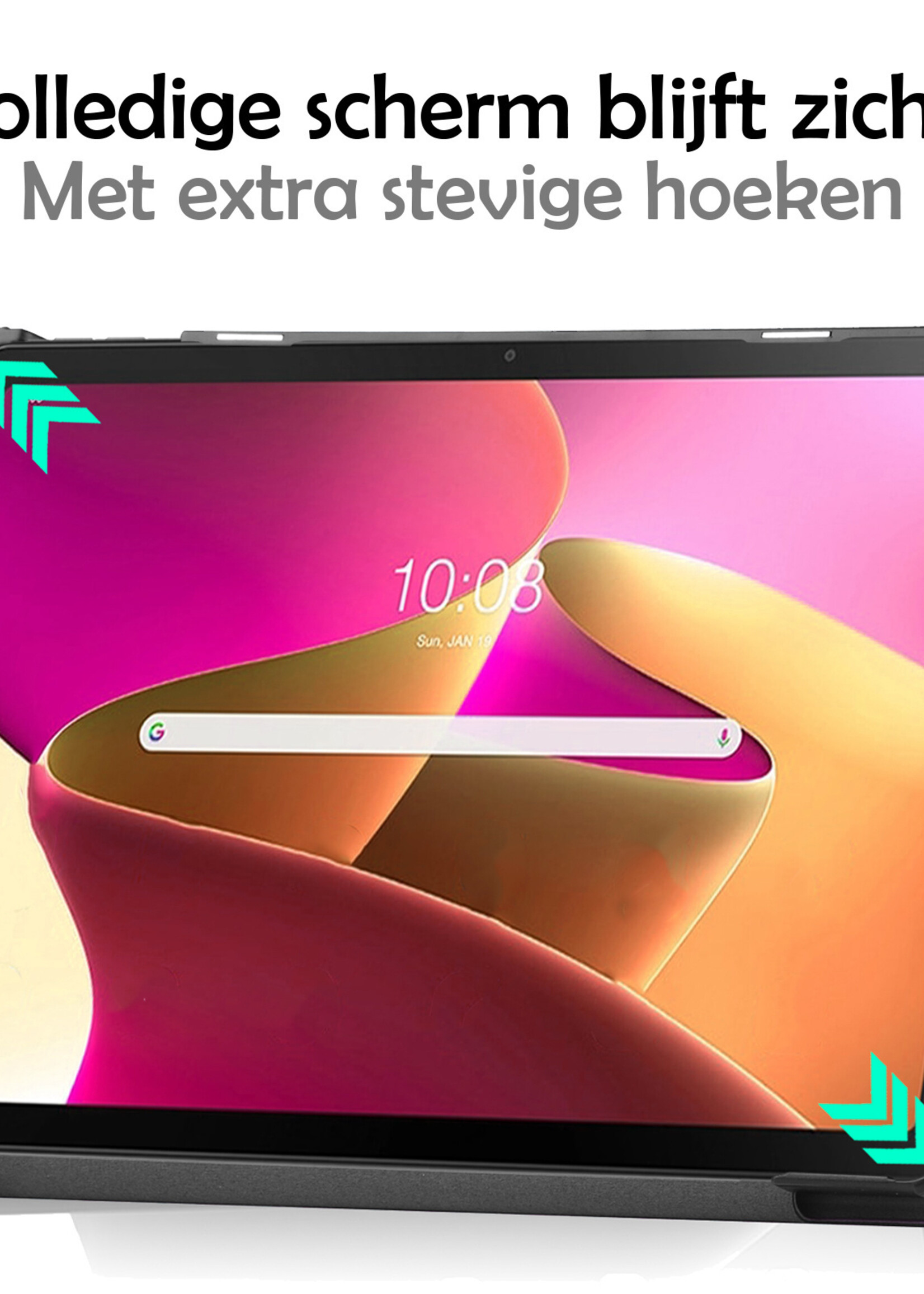 LUQ Hoes Geschikt voor Lenovo Tab M10 Plus 3rd Gen Hoes Luxe Hoesje Book Case Met Screenprotector - Hoesje Geschikt voor Lenovo Tab M10 Plus (3e Gen) Hoes Cover - Donkergroen