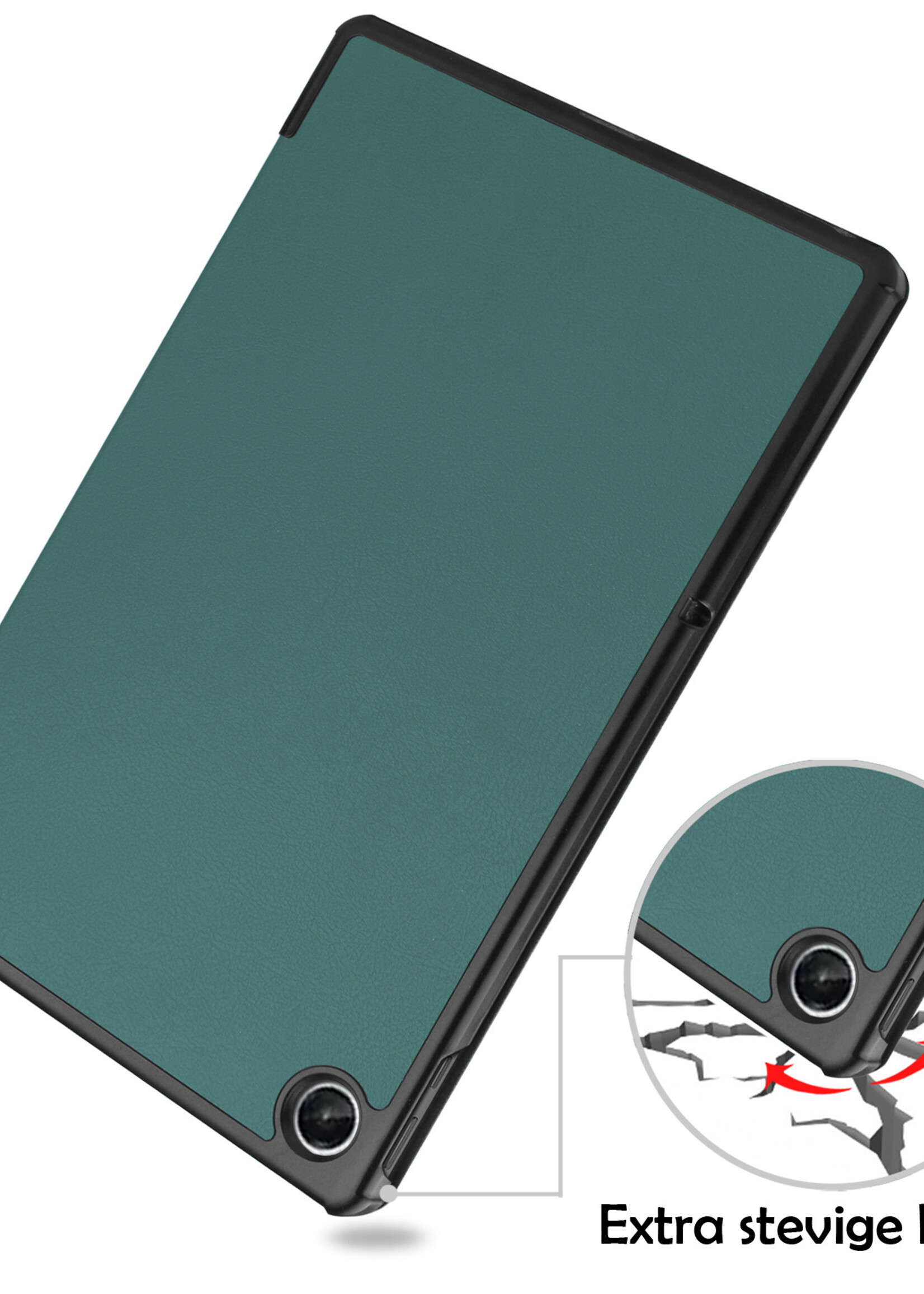 LUQ Hoes Geschikt voor Lenovo Tab M10 Plus 3rd Gen Hoes Luxe Hoesje Book Case Met Screenprotector - Hoesje Geschikt voor Lenovo Tab M10 Plus (3e Gen) Hoes Cover - Donkergroen