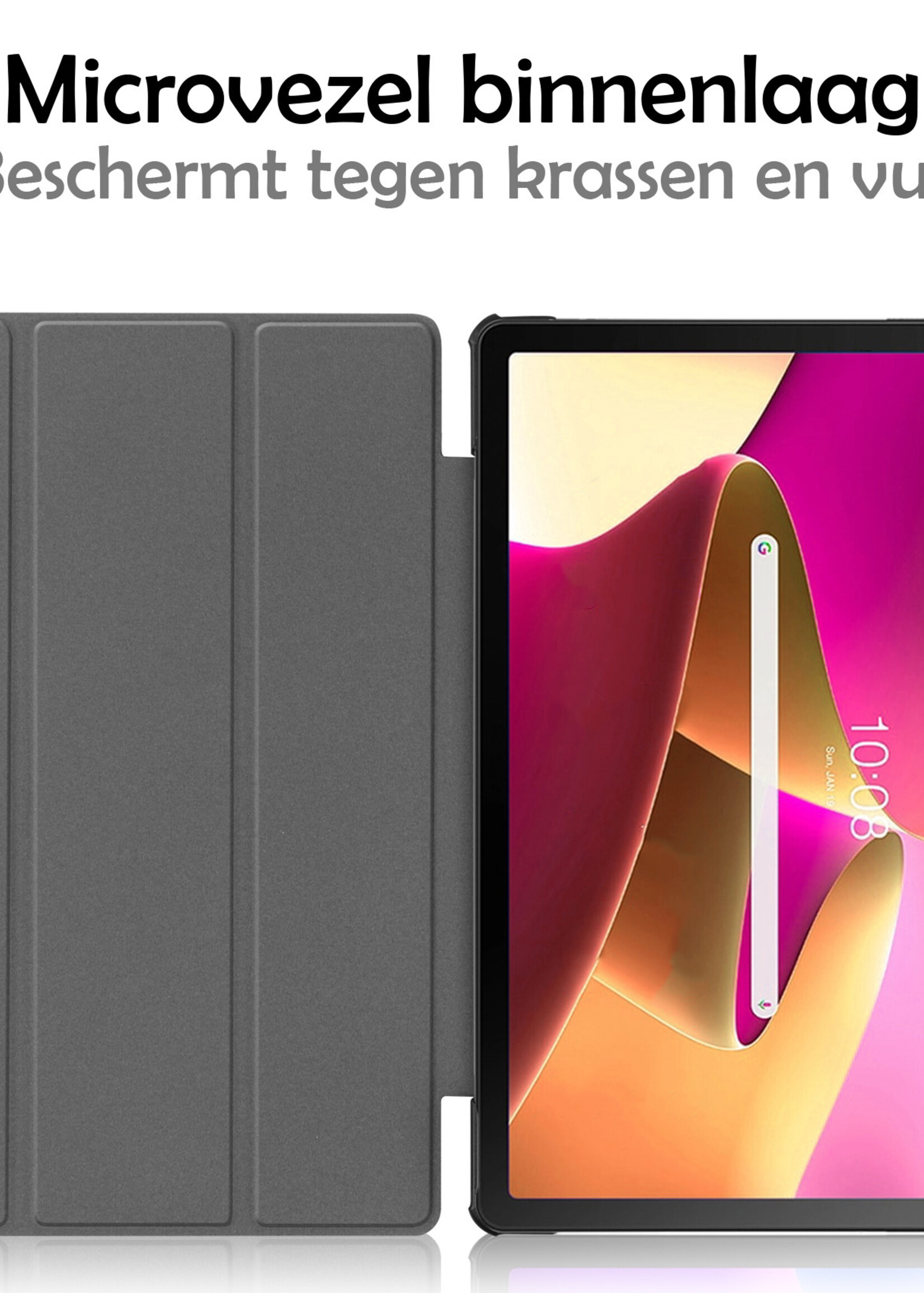 LUQ Hoes Geschikt voor Lenovo Tab M10 Plus 3rd Gen Hoes Luxe Hoesje Book Case Met Screenprotector - Hoesje Geschikt voor Lenovo Tab M10 Plus (3e Gen) Hoes Cover - Donkergroen