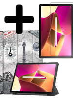 LUQ LUQ Lenovo Tab M10 Plus (3e generatie) Hoes Met Screenprotector - Eiffeltoren