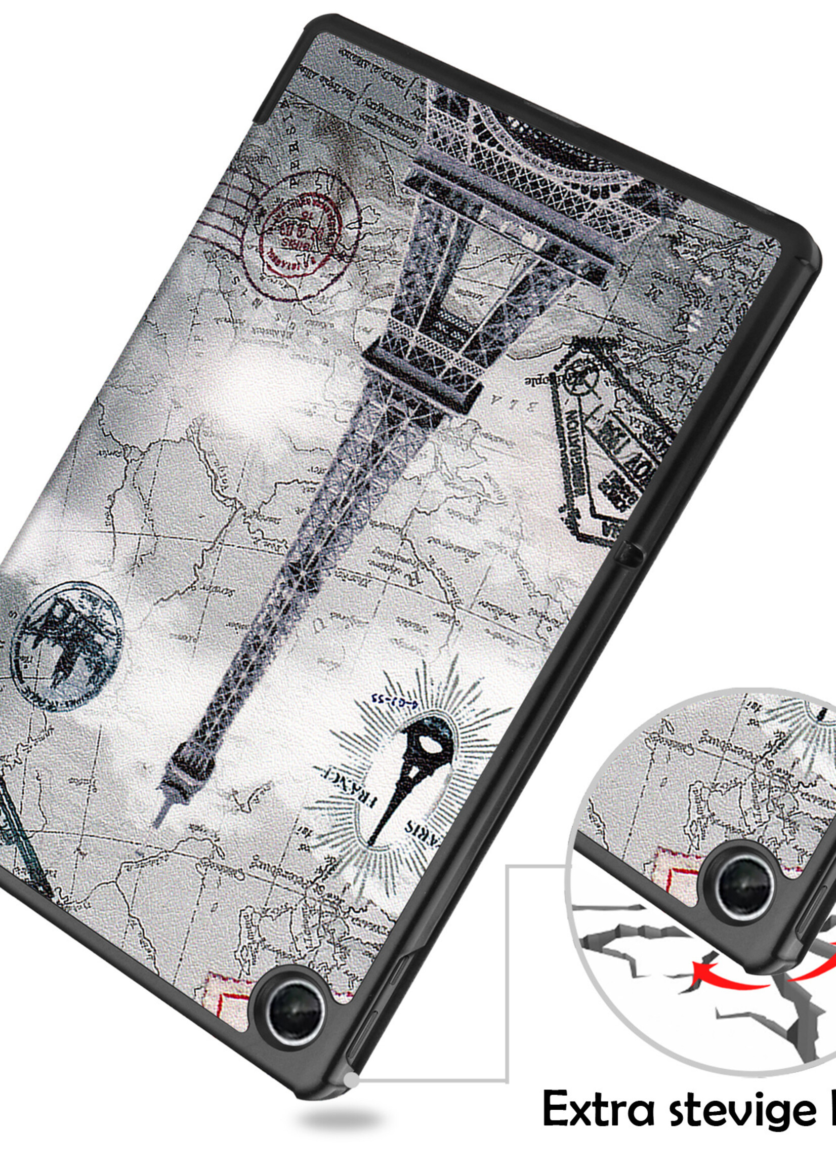 LUQ Hoes Geschikt voor Lenovo Tab M10 Plus 3rd Gen Hoes Luxe Hoesje Book Case Met Screenprotector - Hoesje Geschikt voor Lenovo Tab M10 Plus (3e Gen) Hoes Cover - Eiffeltoren
