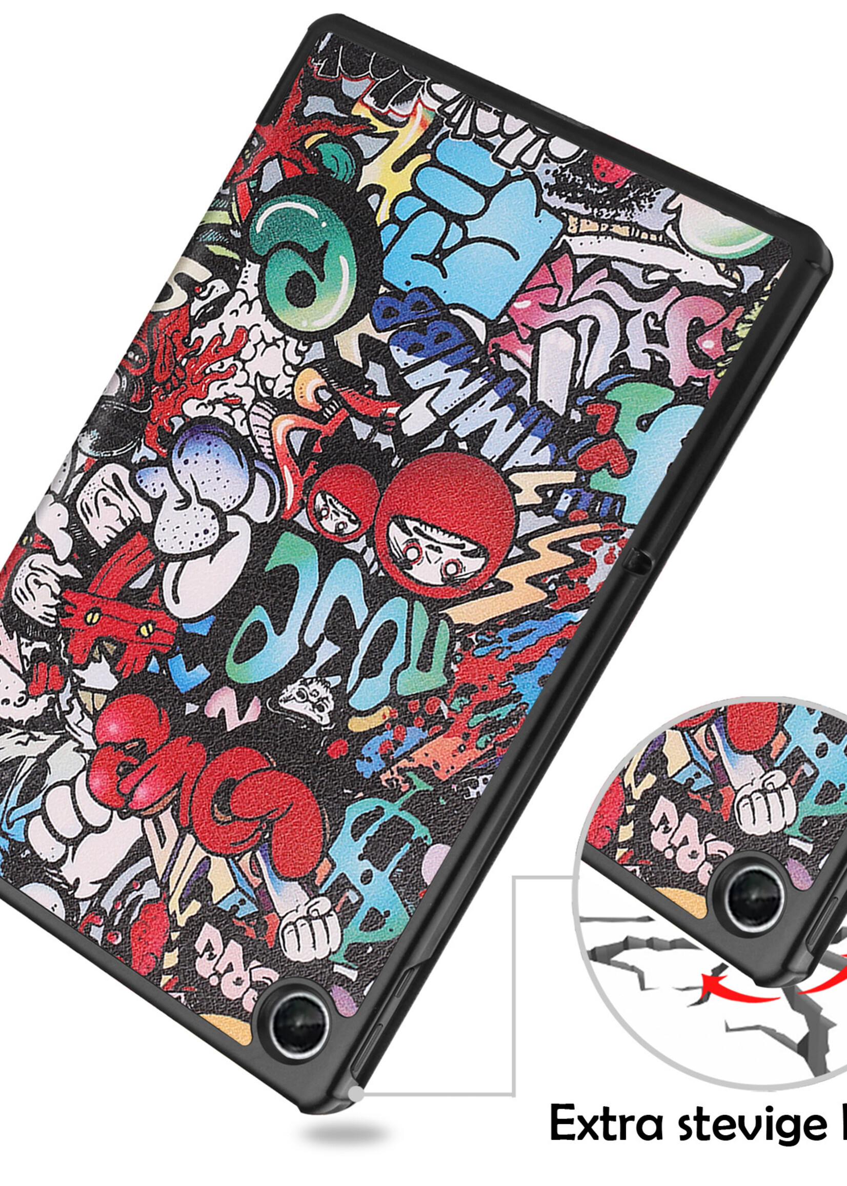 LUQ Hoes Geschikt voor Lenovo Tab M10 Plus 3rd Gen Hoes Luxe Hoesje Book Case Met Screenprotector - Hoesje Geschikt voor Lenovo Tab M10 Plus (3e Gen) Hoes Cover - Graffity