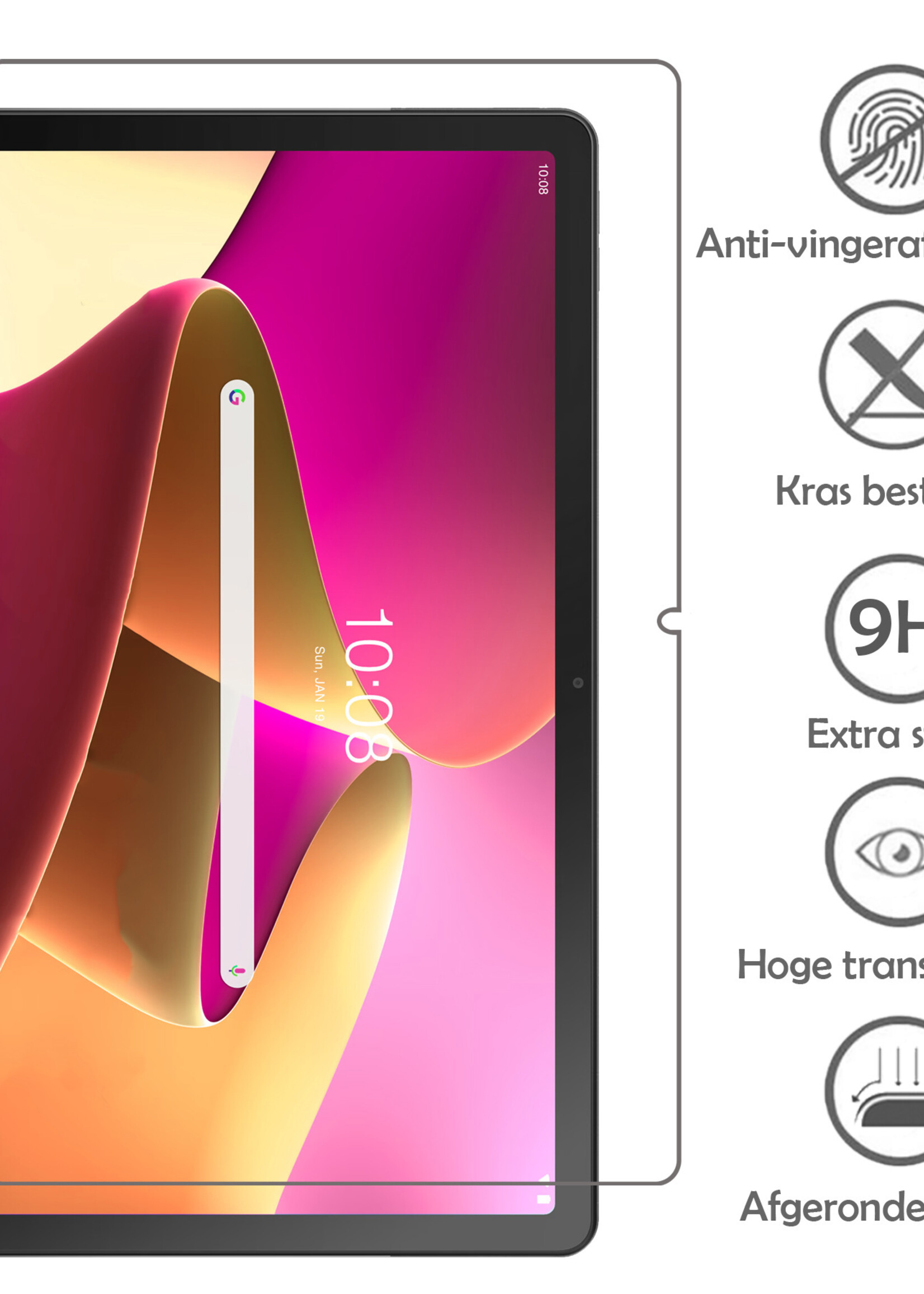 LUQ Hoes Geschikt voor Lenovo Tab M10 Plus 3rd Gen Hoes Luxe Hoesje Book Case Met Screenprotector - Hoesje Geschikt voor Lenovo Tab M10 Plus (3e Gen) Hoes Cover - Grijs