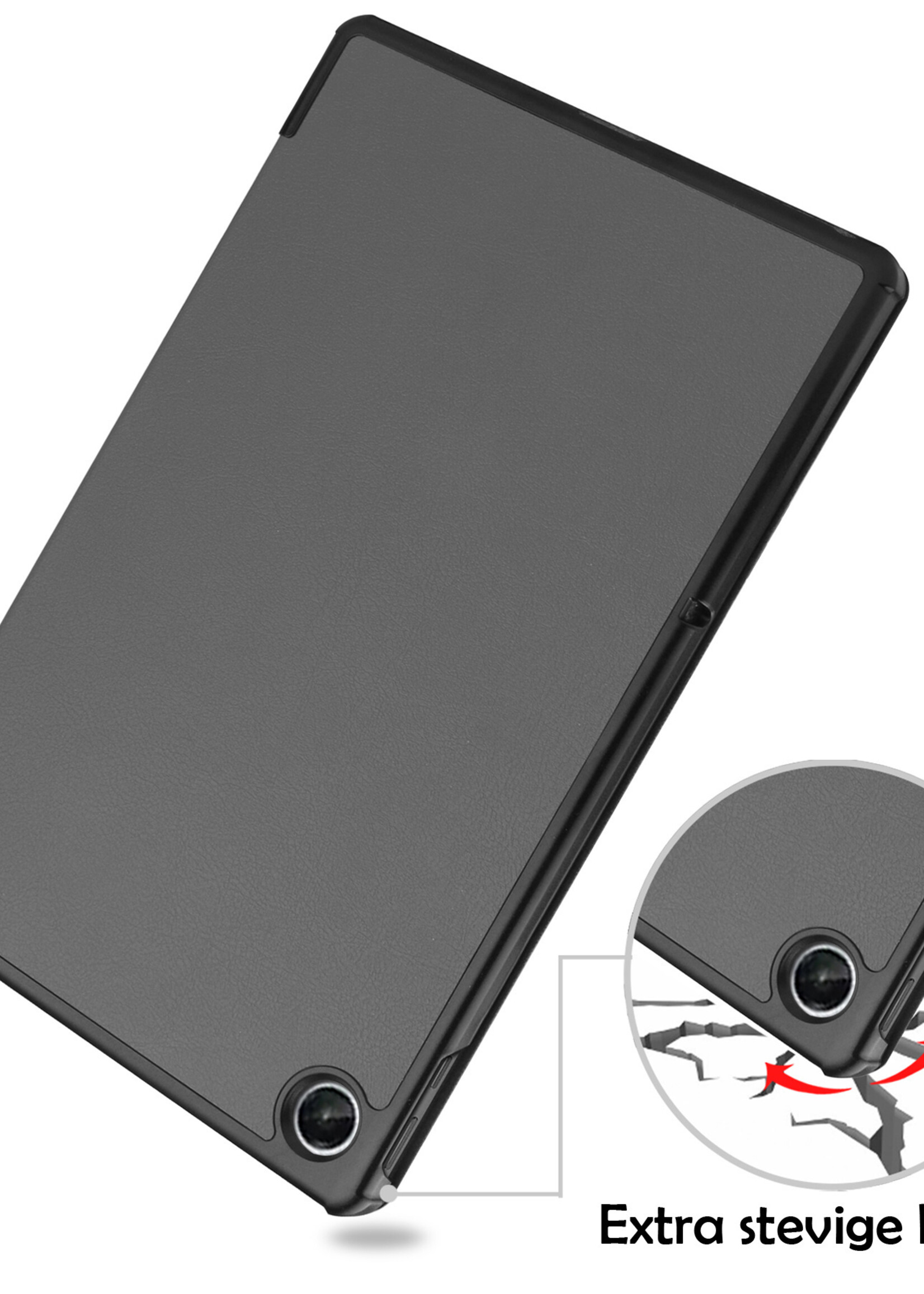 LUQ Hoes Geschikt voor Lenovo Tab M10 Plus 3rd Gen Hoes Luxe Hoesje Book Case Met Screenprotector - Hoesje Geschikt voor Lenovo Tab M10 Plus (3e Gen) Hoes Cover - Grijs