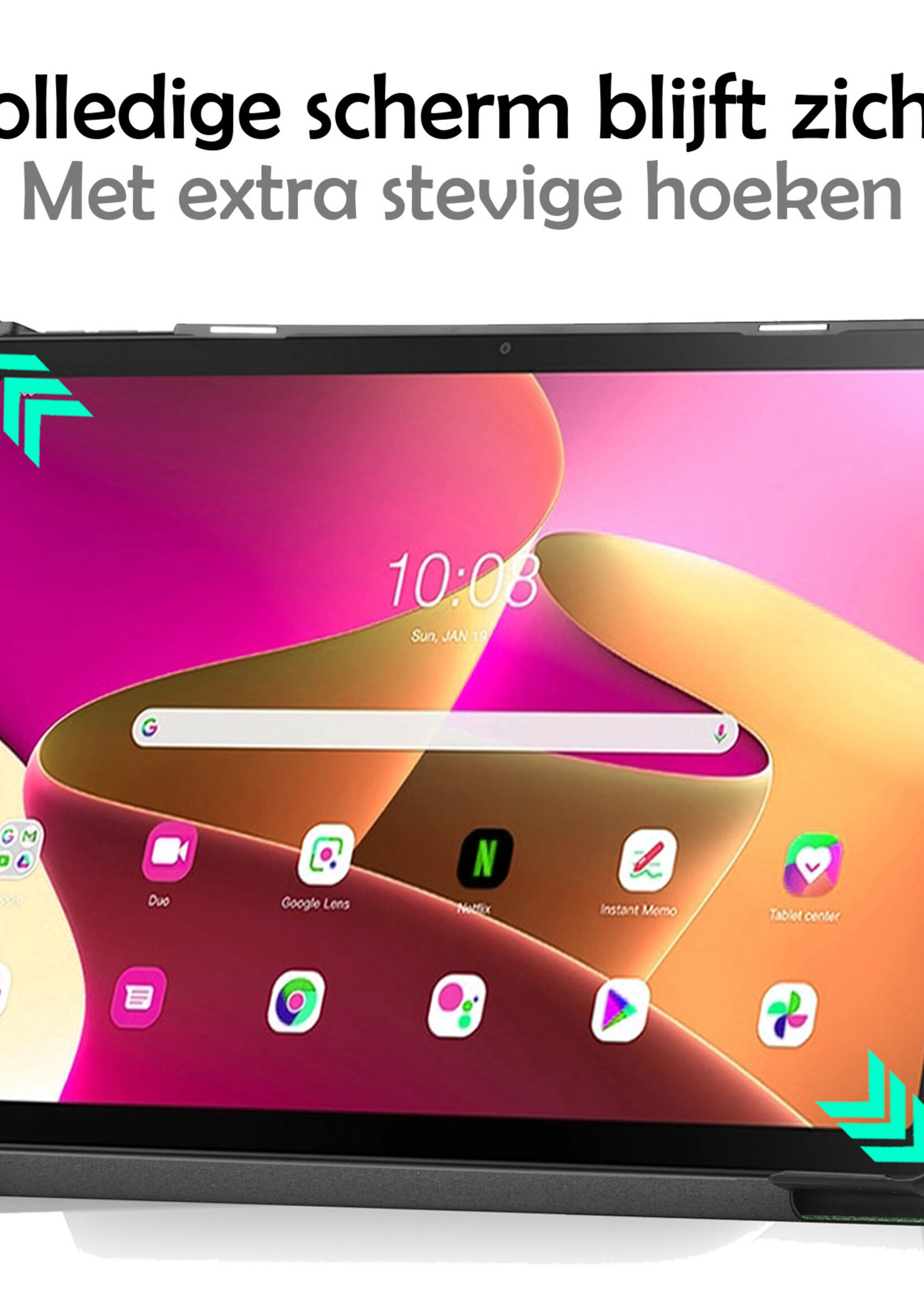 LUQ Hoes Geschikt voor Lenovo Tab M10 Plus 3rd Gen Hoes Luxe Hoesje Book Case Met Screenprotector - Hoesje Geschikt voor Lenovo Tab M10 Plus (3e Gen) Hoes Cover - Rosé goud