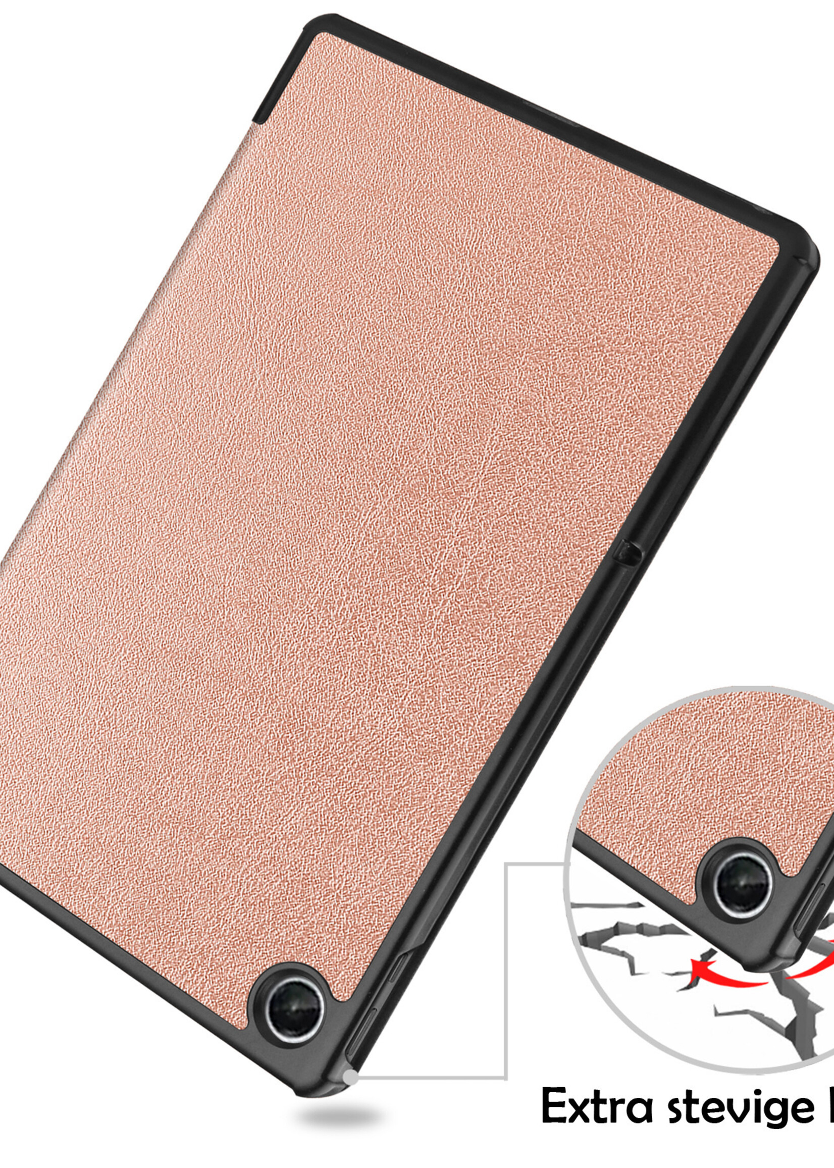 LUQ Hoes Geschikt voor Lenovo Tab M10 Plus 3rd Gen Hoes Luxe Hoesje Book Case Met Screenprotector - Hoesje Geschikt voor Lenovo Tab M10 Plus (3e Gen) Hoes Cover - Rosé goud
